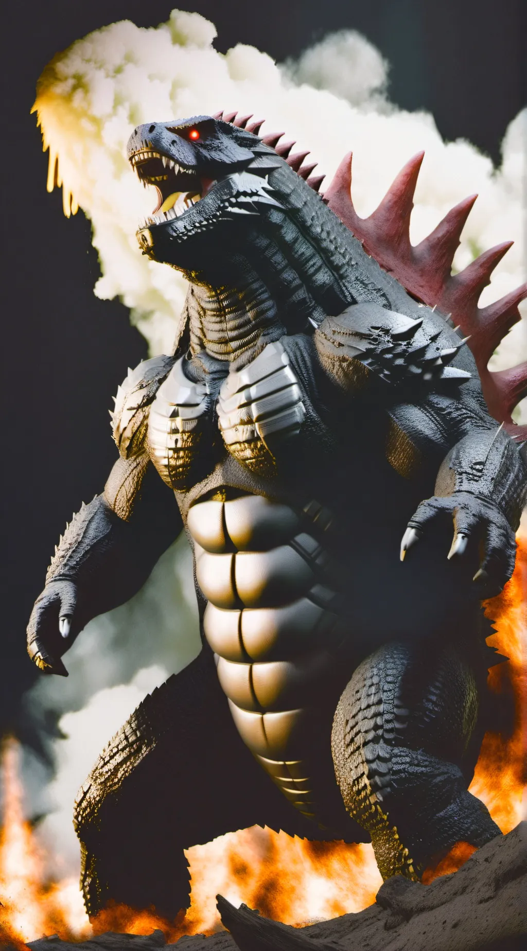 ai character: soace godzila  background