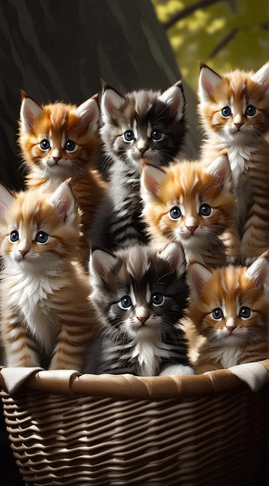 ai character: 7 kittens background