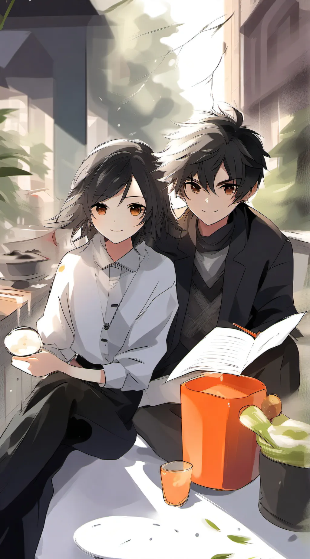ai character: Ash and Eva background