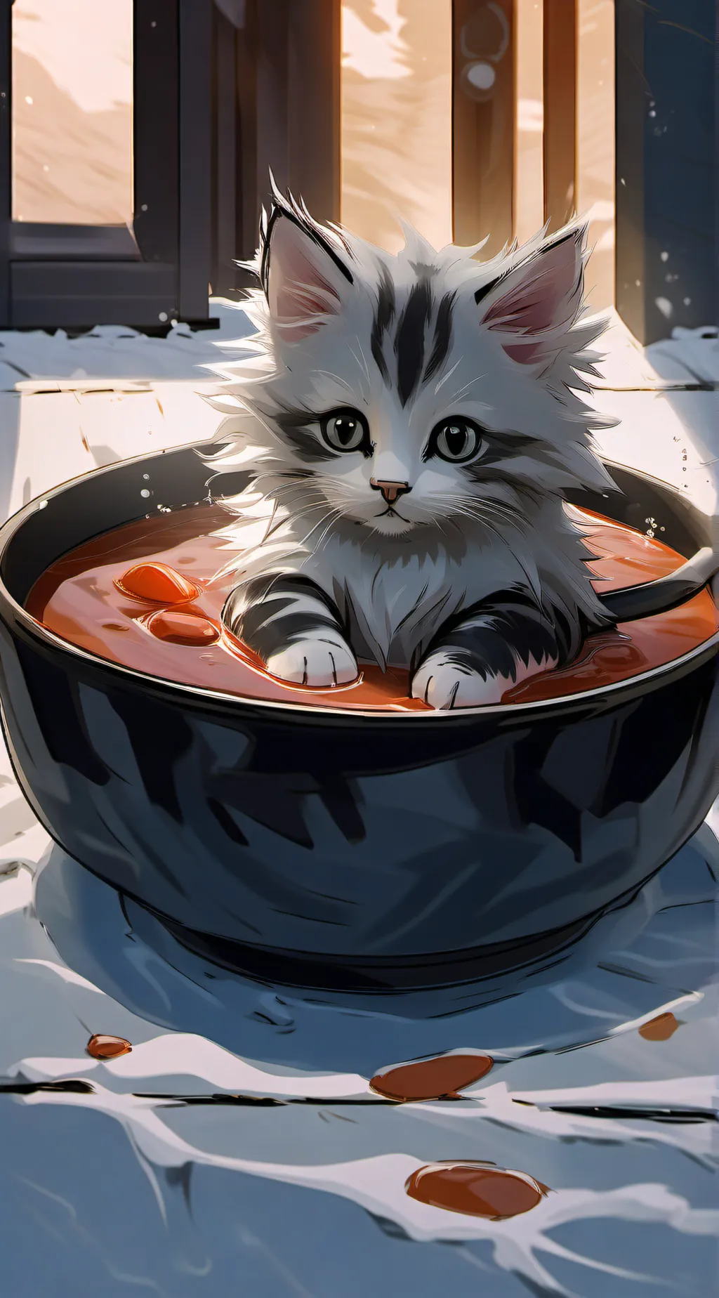 ai character: Kitty soup background