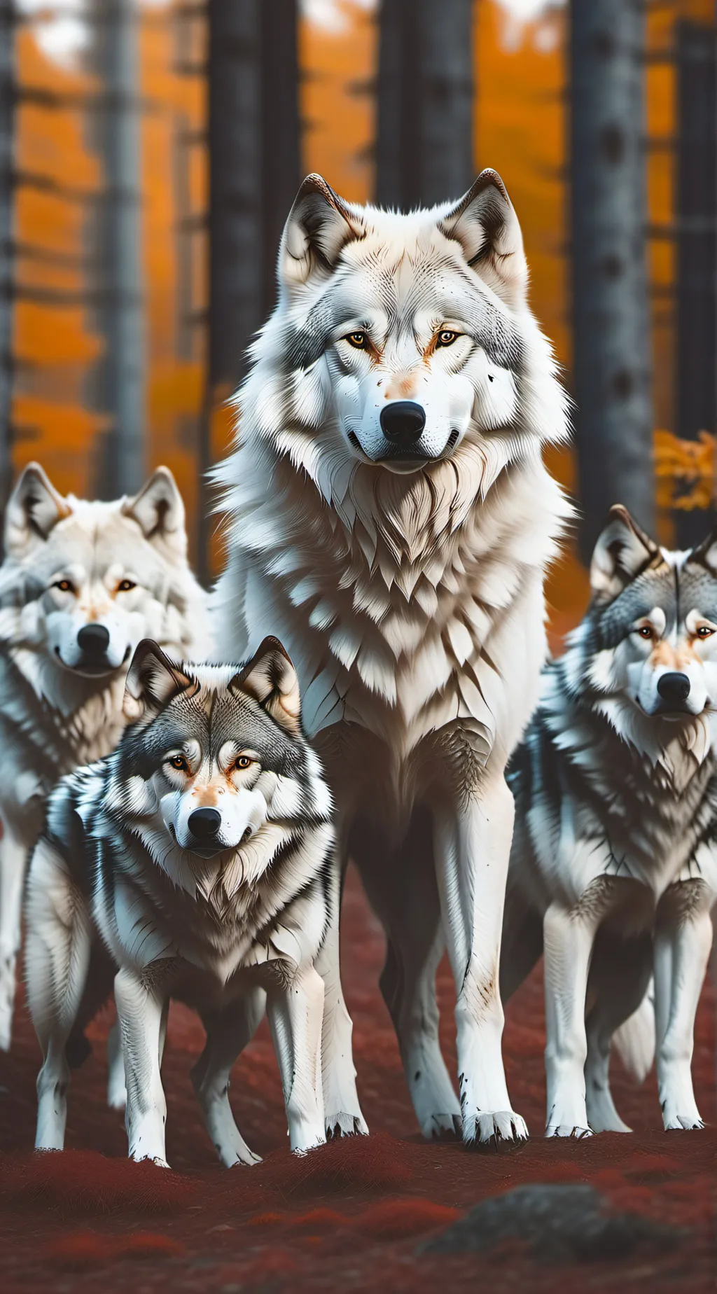ai character: pack of male wolfs background
