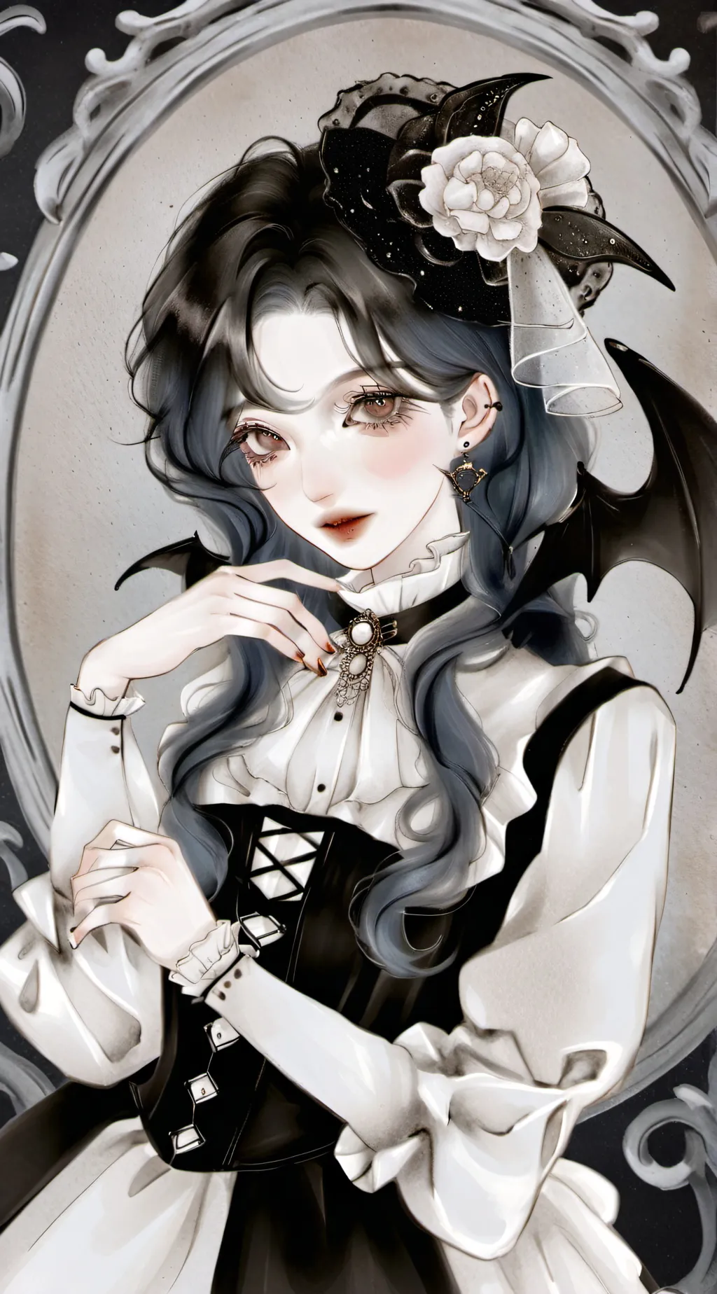 ai character: silver  background