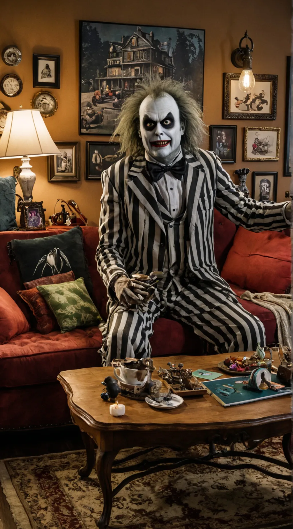 ai character: beetlejuice  background