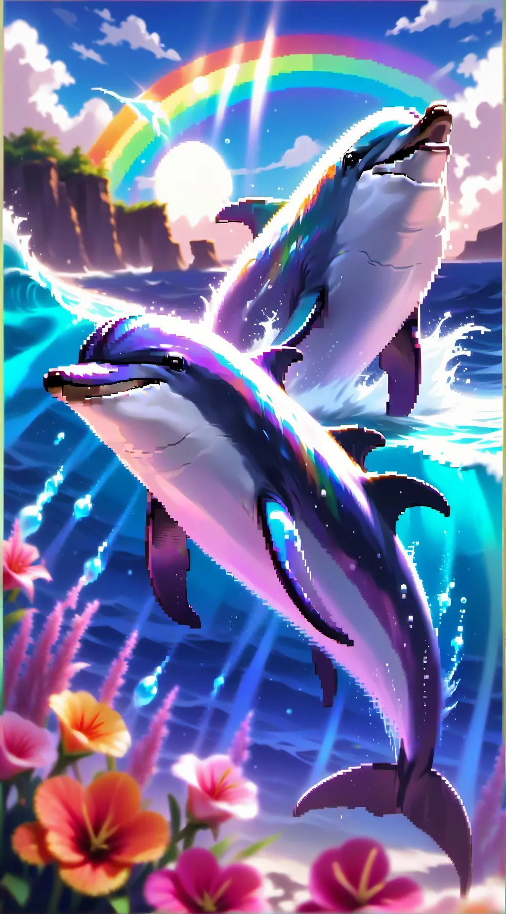 ai character: Symphony dolphin background