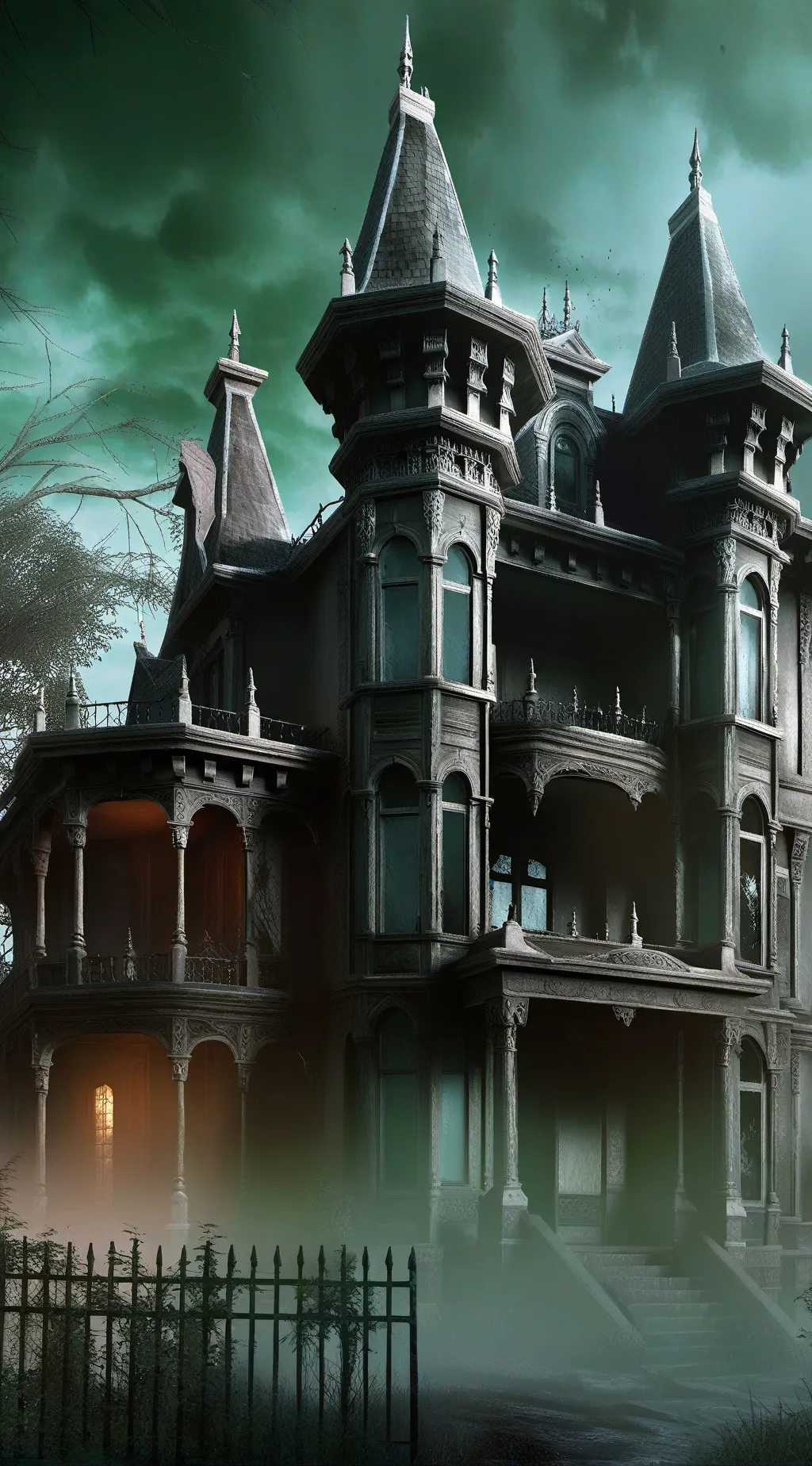ai character: HH Haunted House  background