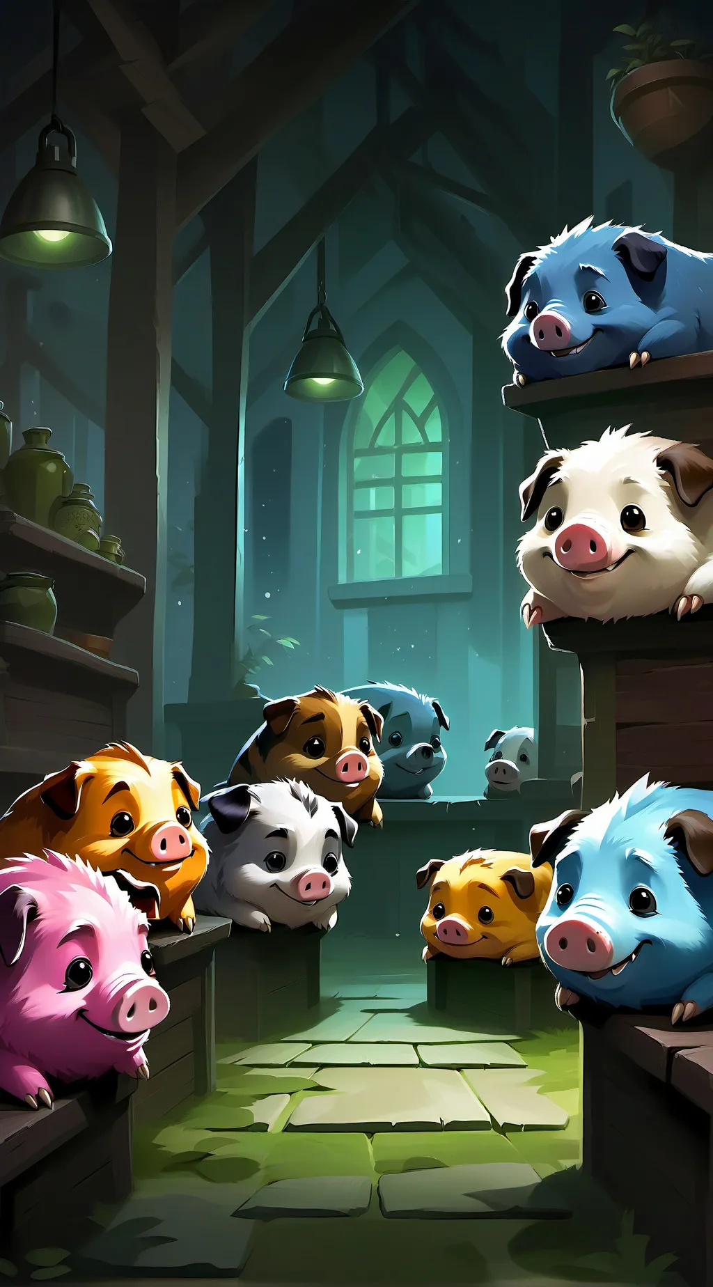 ai character: Smiling critters background