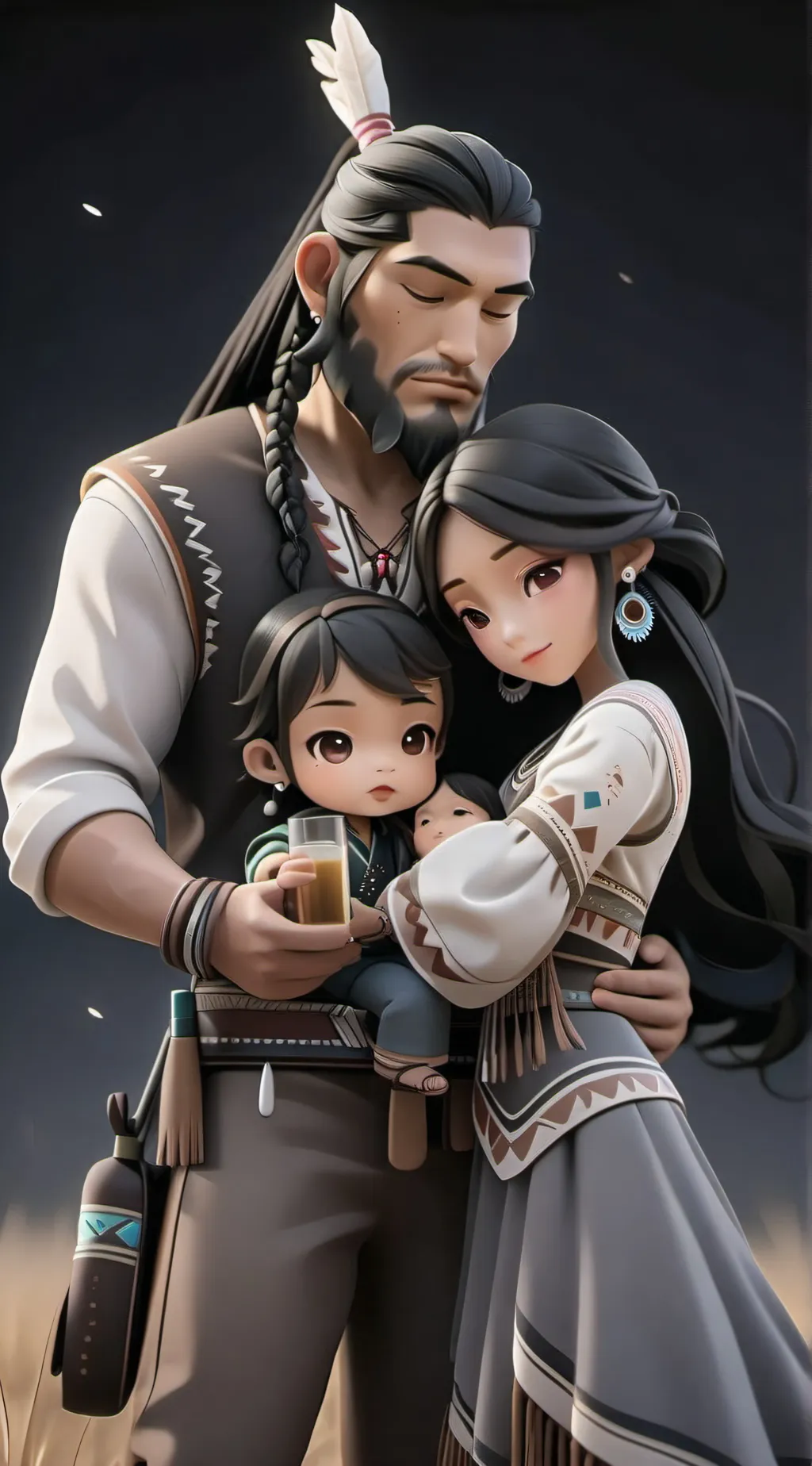 ai character: Indian and the cup background