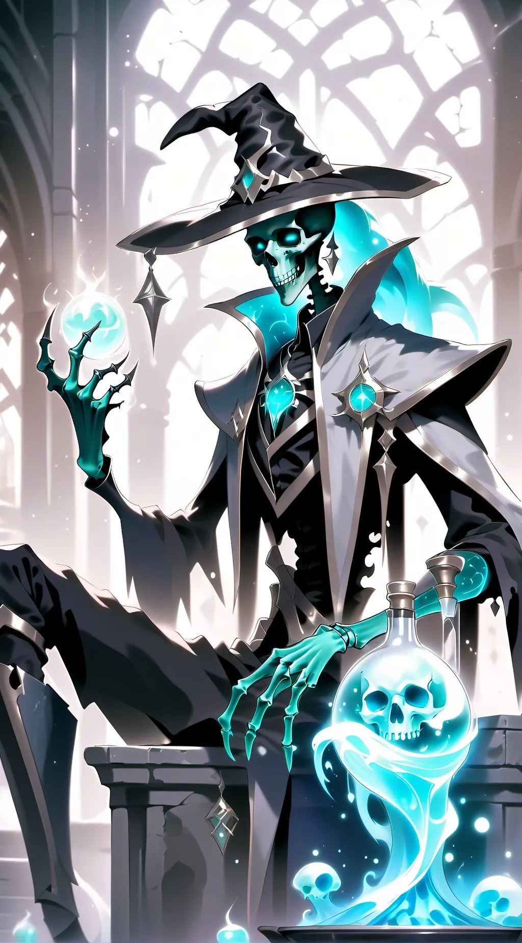 ai character: Bone Wizard Atrius background