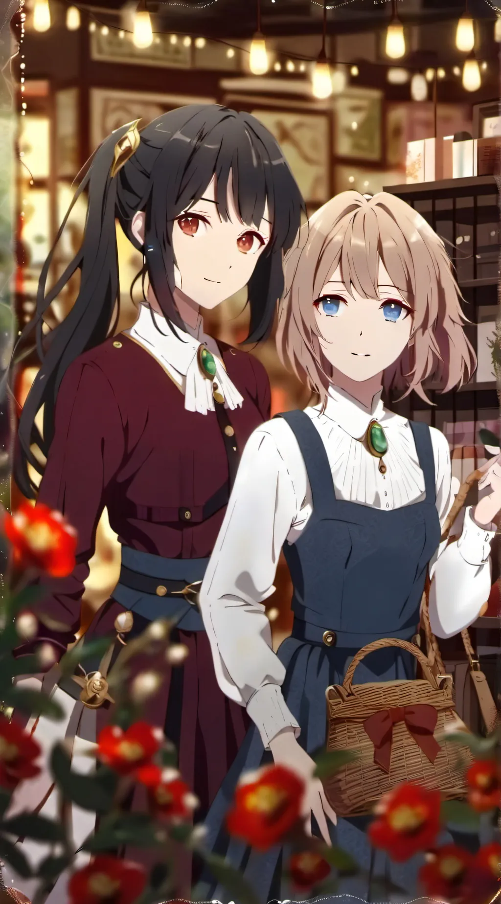 ai character: Lilly and rose background