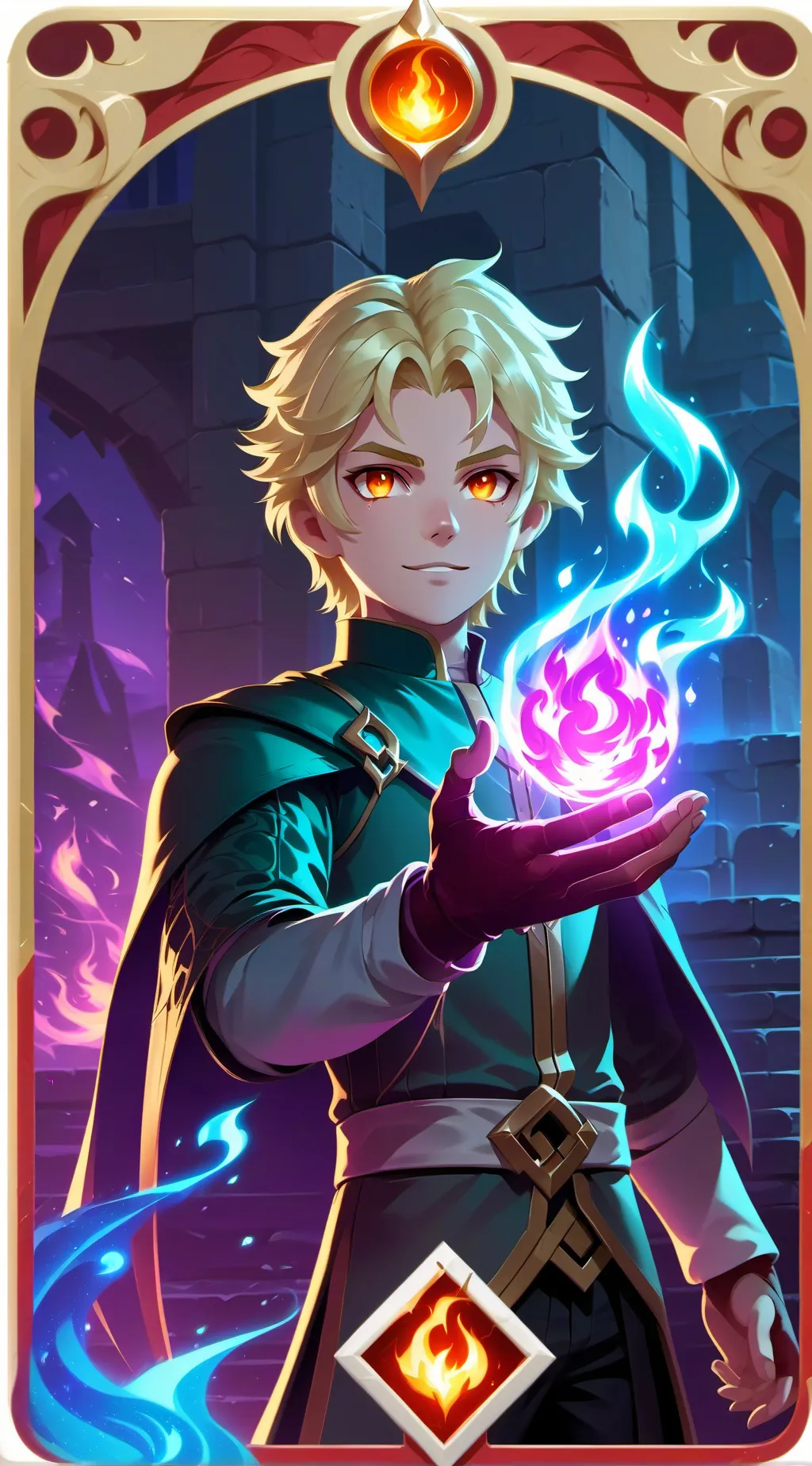 ai character: Pyro Mage Pedestro background