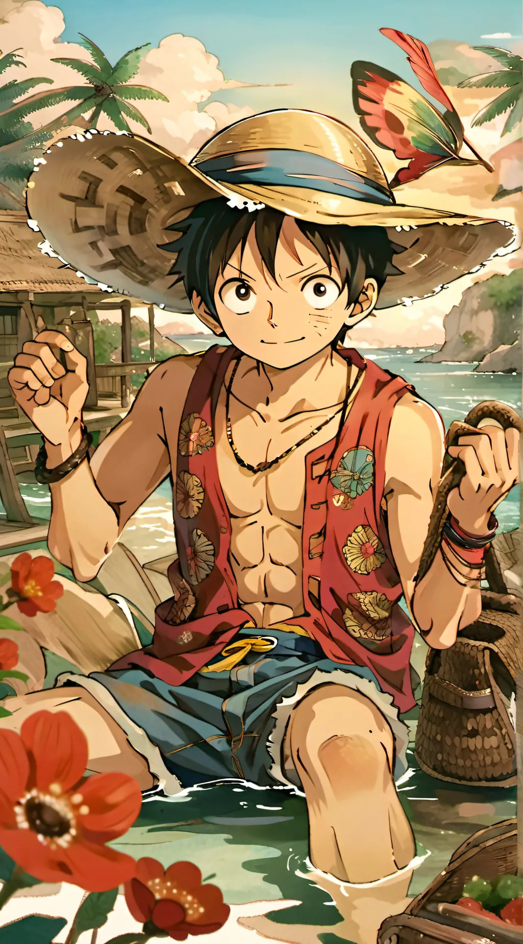 ai character: One piece  background