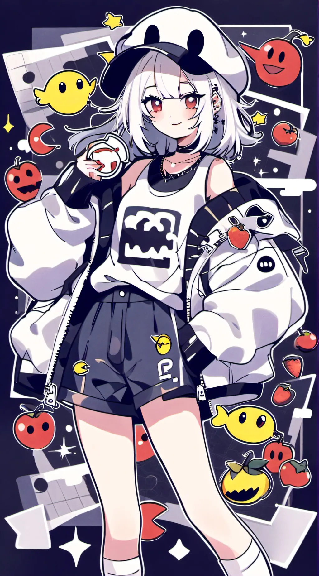ai character: pacman but a gir? background