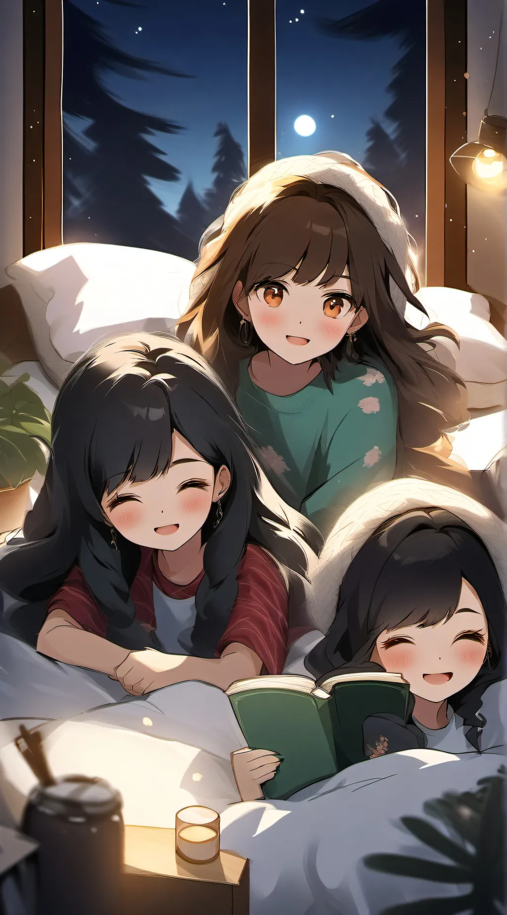 ai character: Girls sleepover background