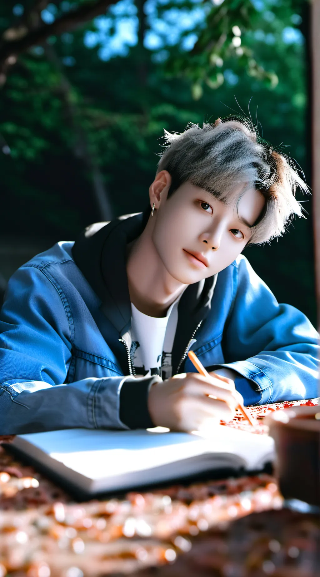 ai character: Skz kitchen w mom background