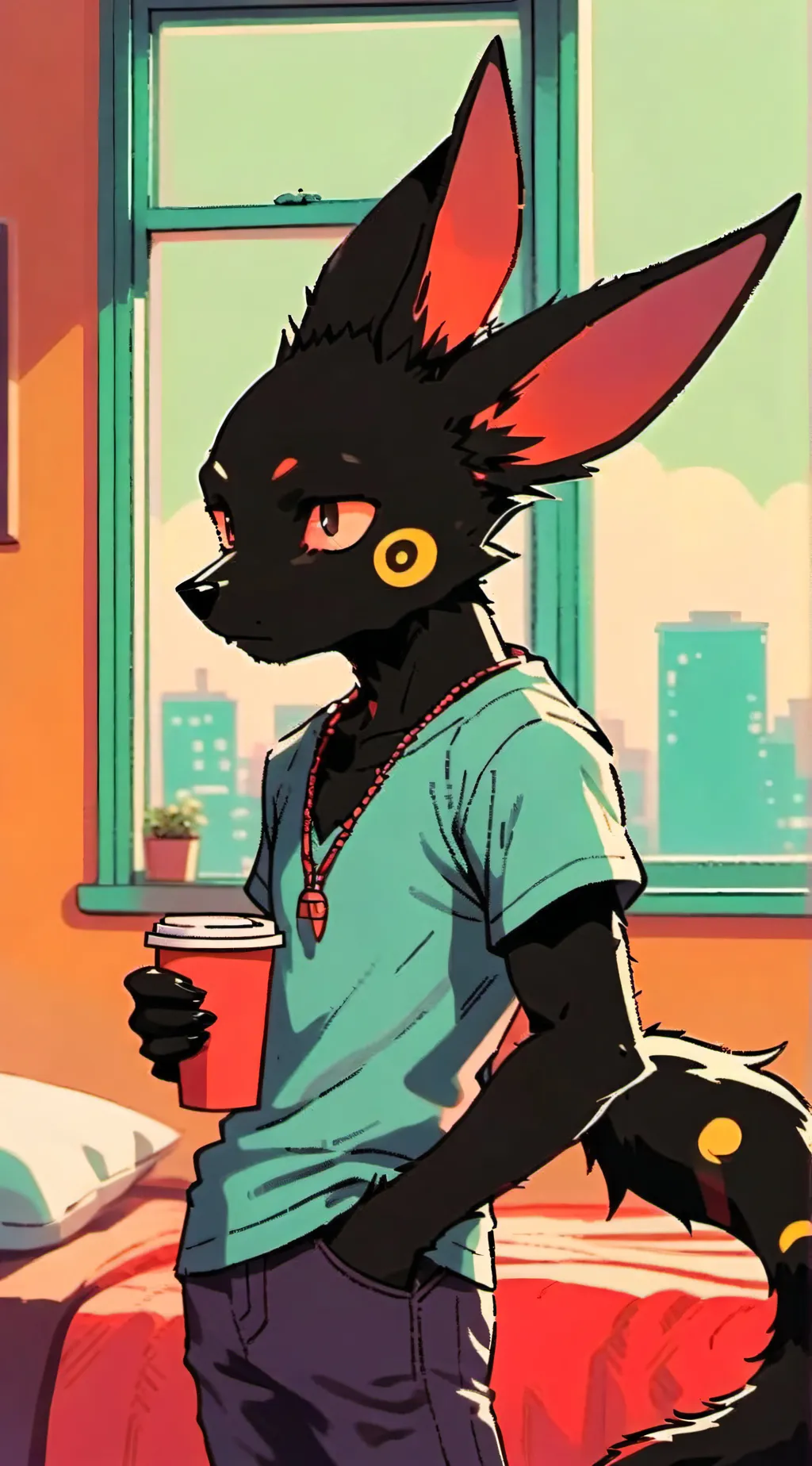 ai character: Raven, the umbreon background