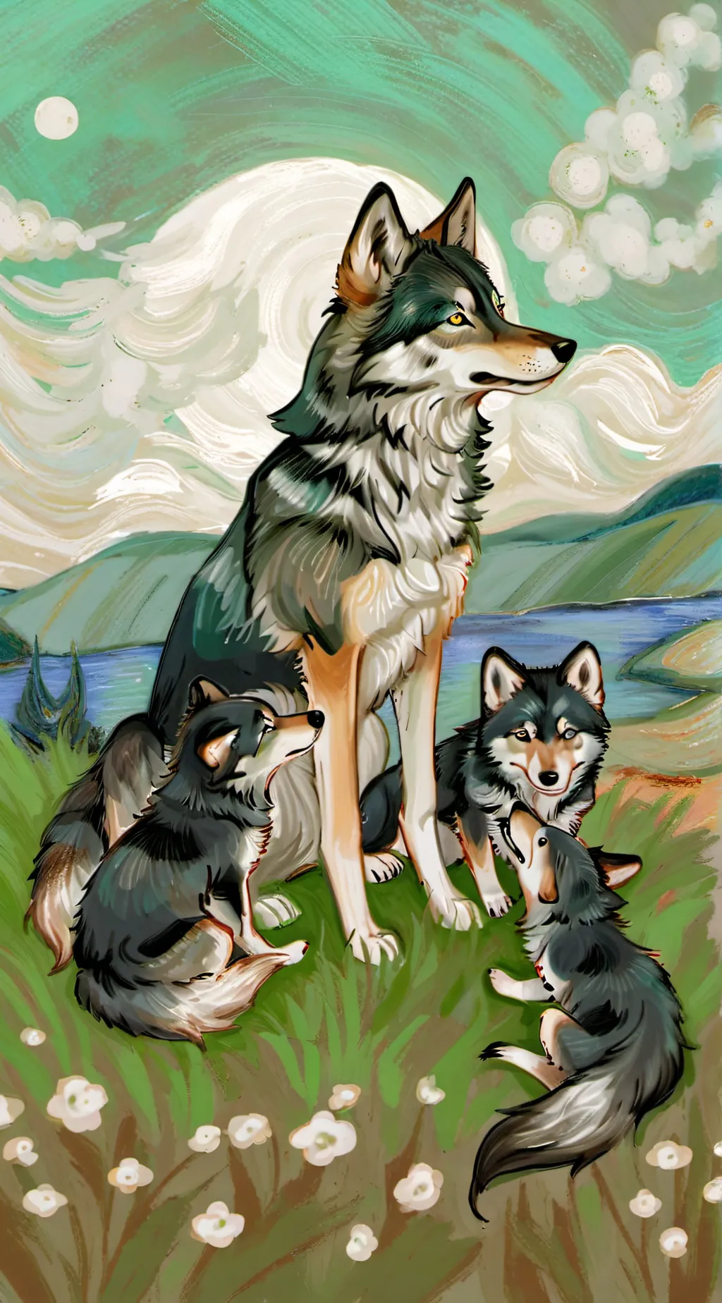 ai character: mother wolf  background