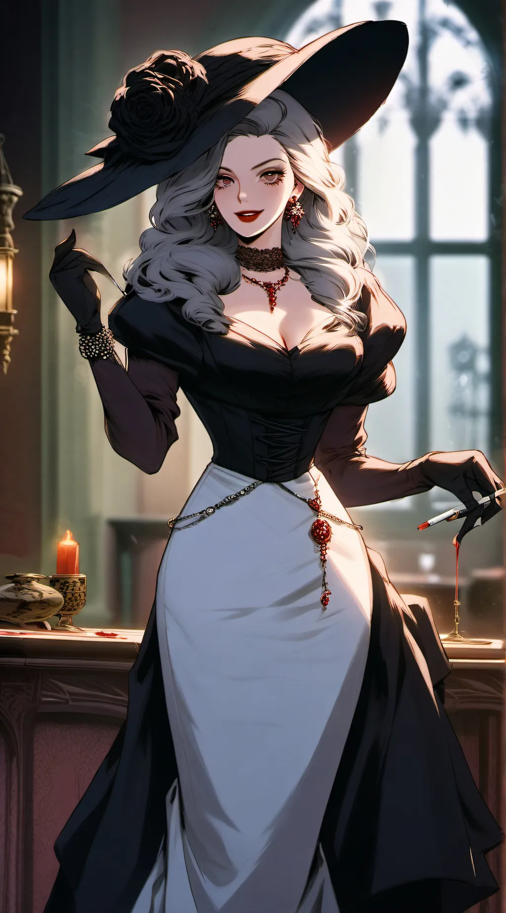 ai character: Alcina Dimitrescu background