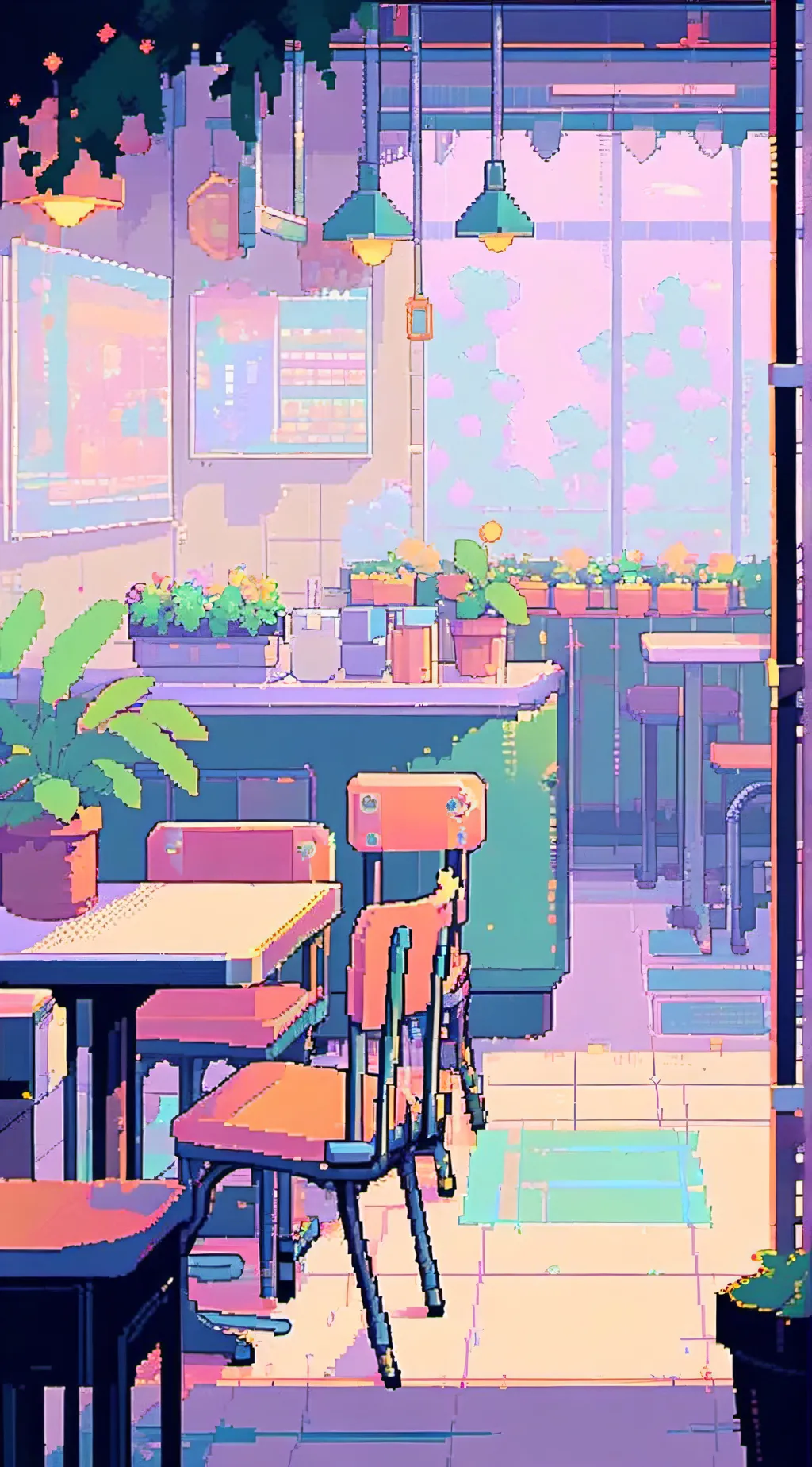 ai character: The Cafeteria background
