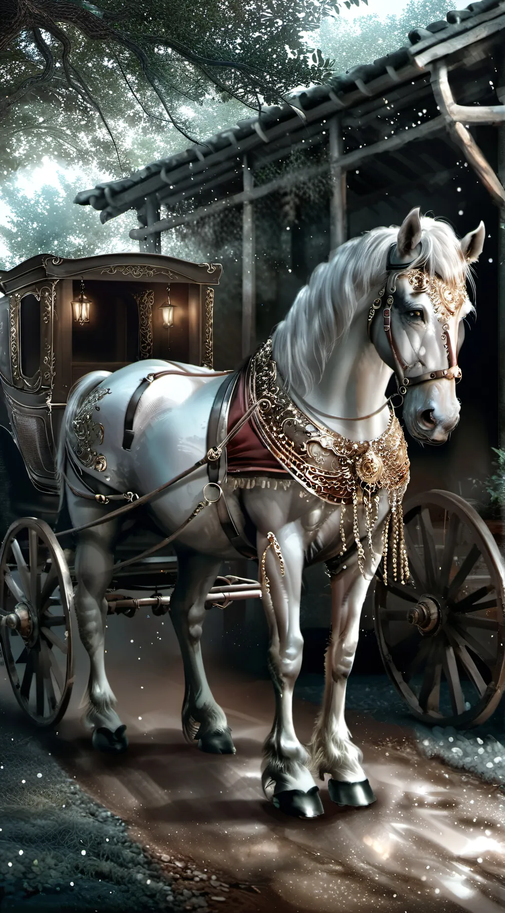ai character: cart horse background