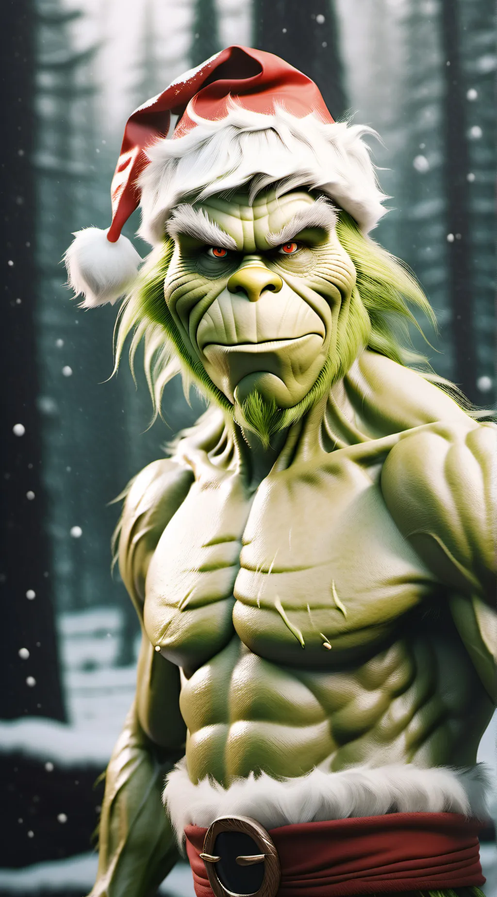 ai character: Muscle Grinch  background
