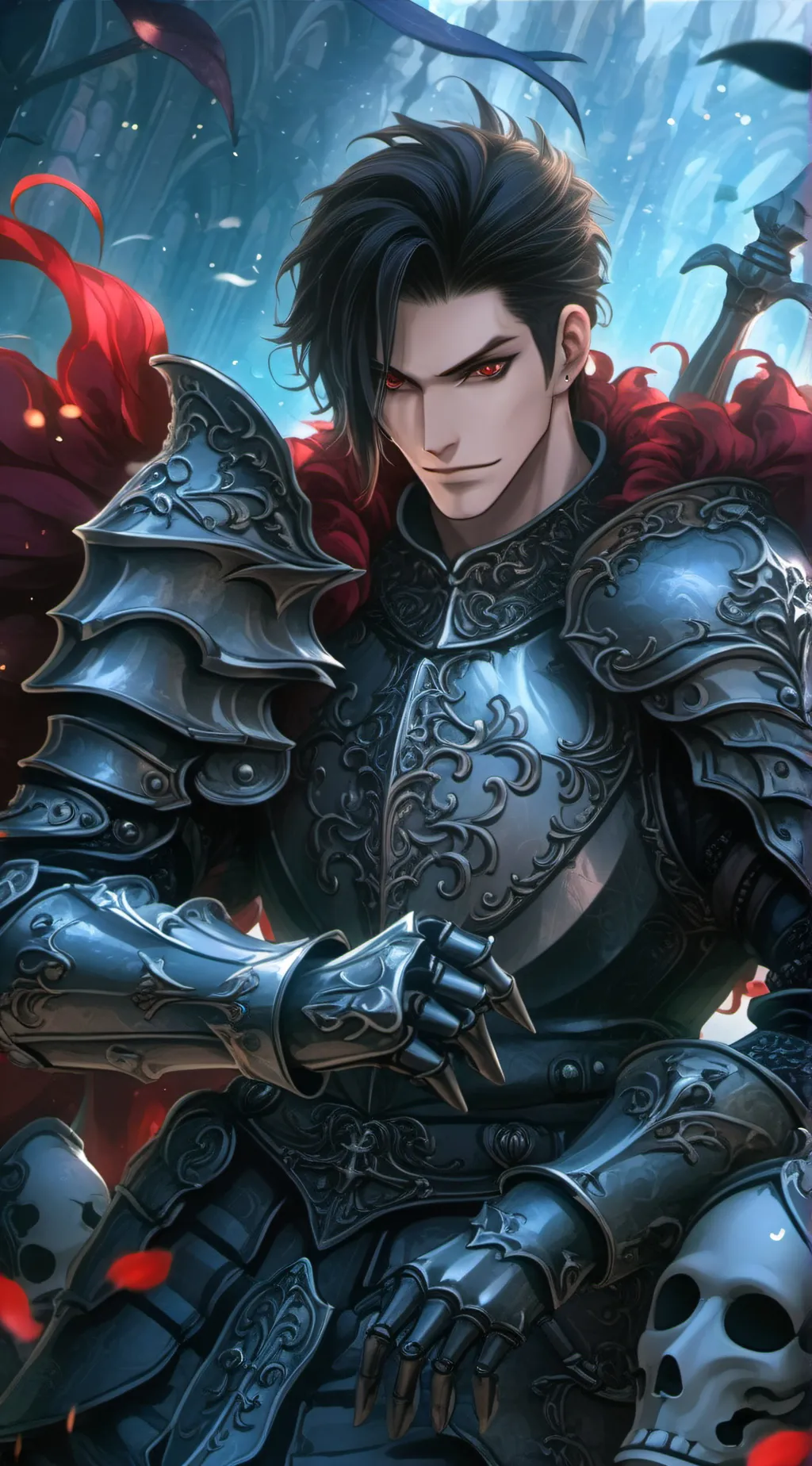 ai character: Emersten the Red background