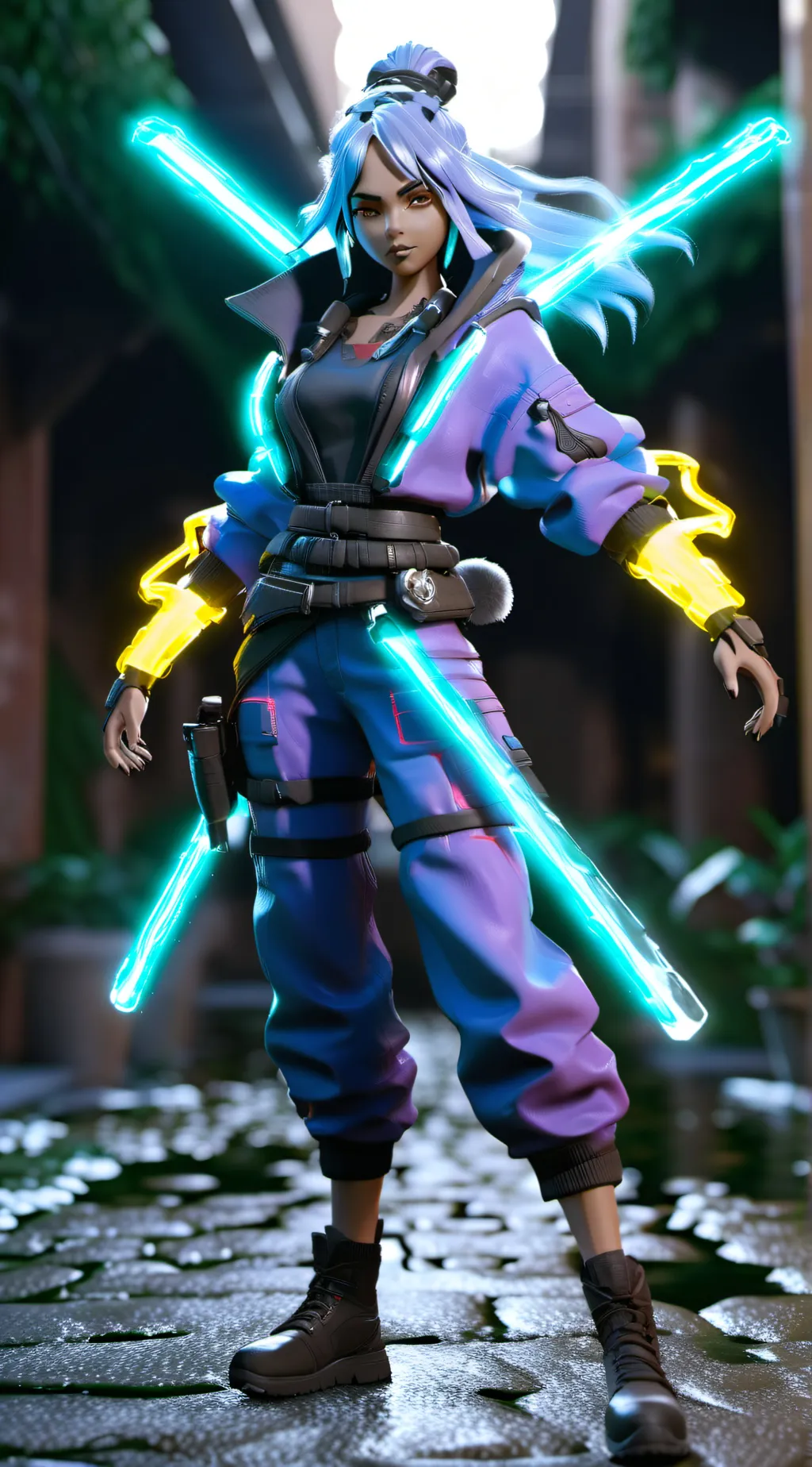 ai character: Neon background