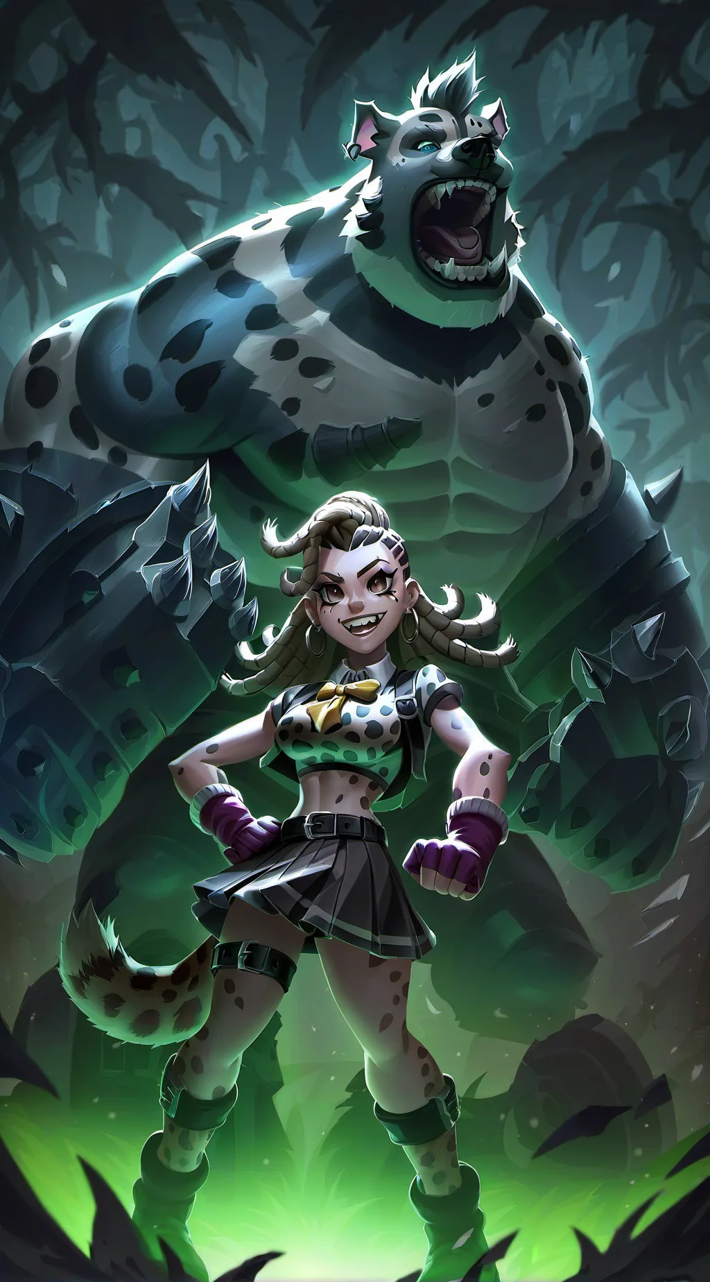 ai character: Momo & Gorn background