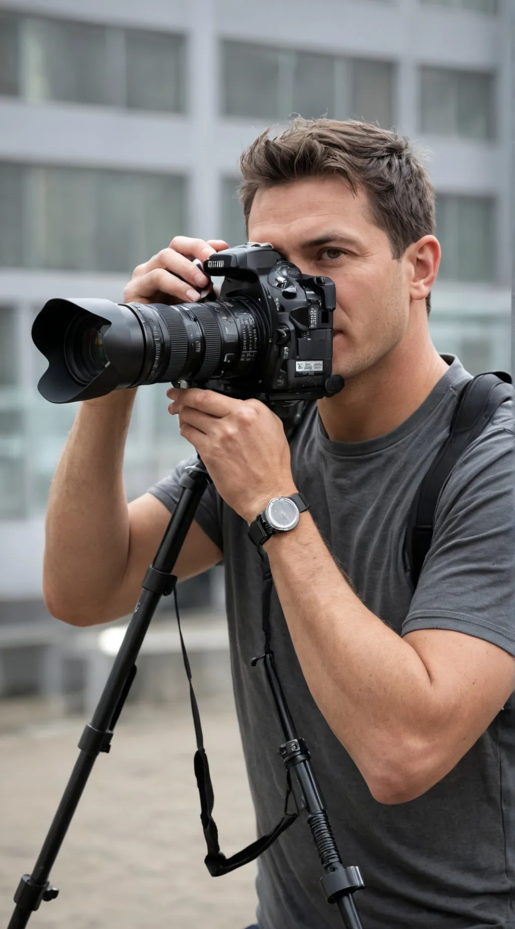 ai character: titan cameraman. background