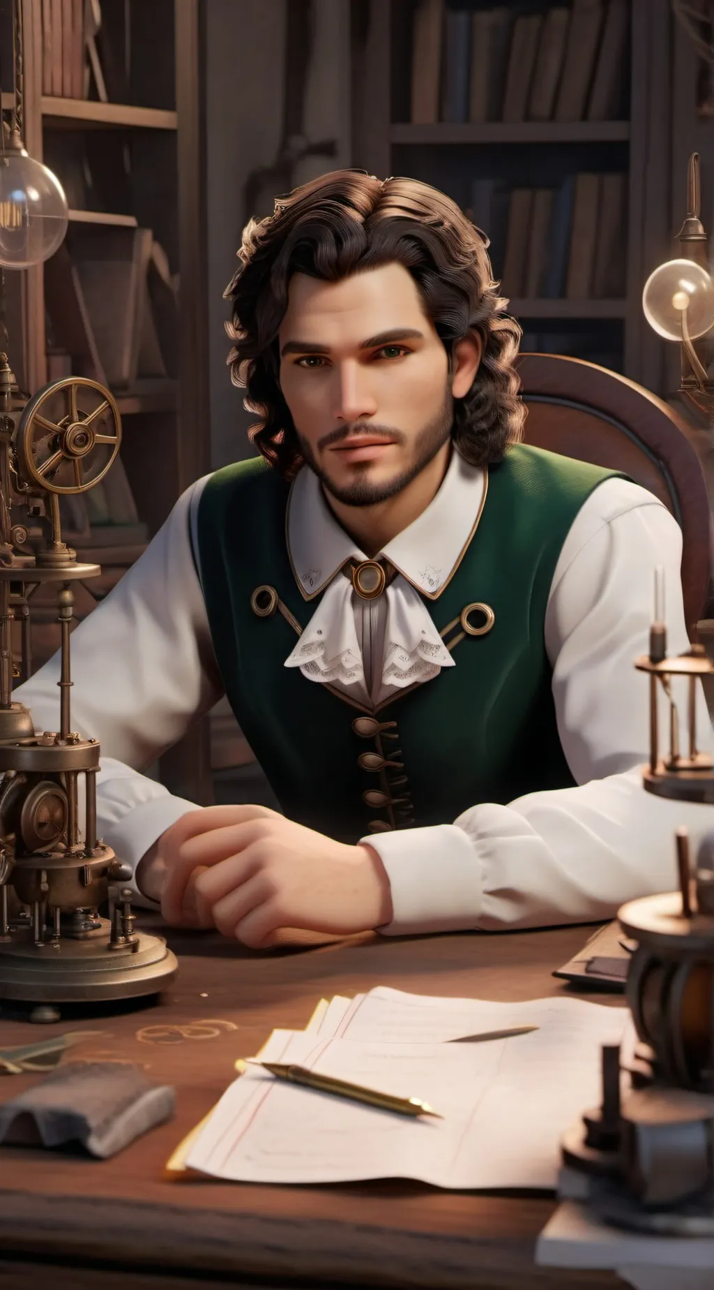 ai character: Leonardo da Vinci background