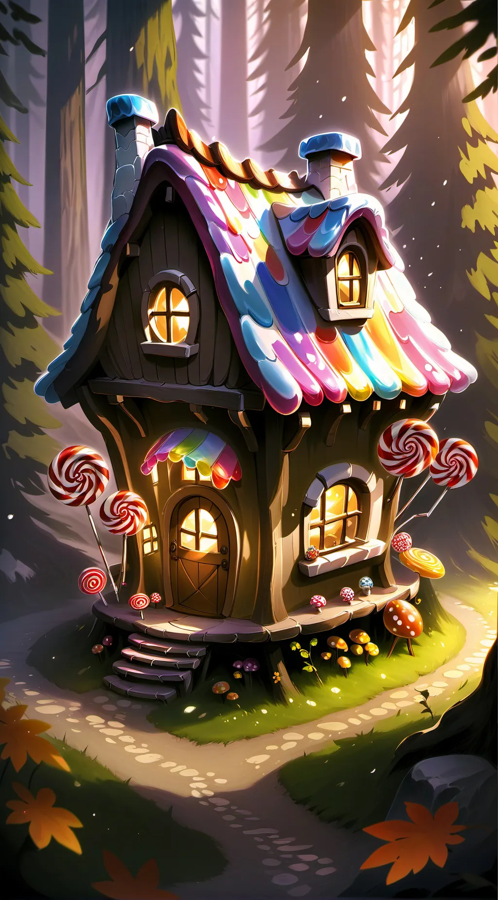 ai character: Candy house  background