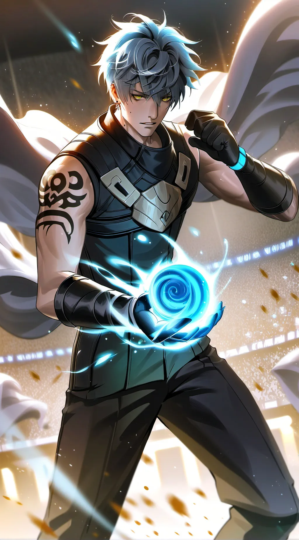 ai character: Atlas/dark eye background