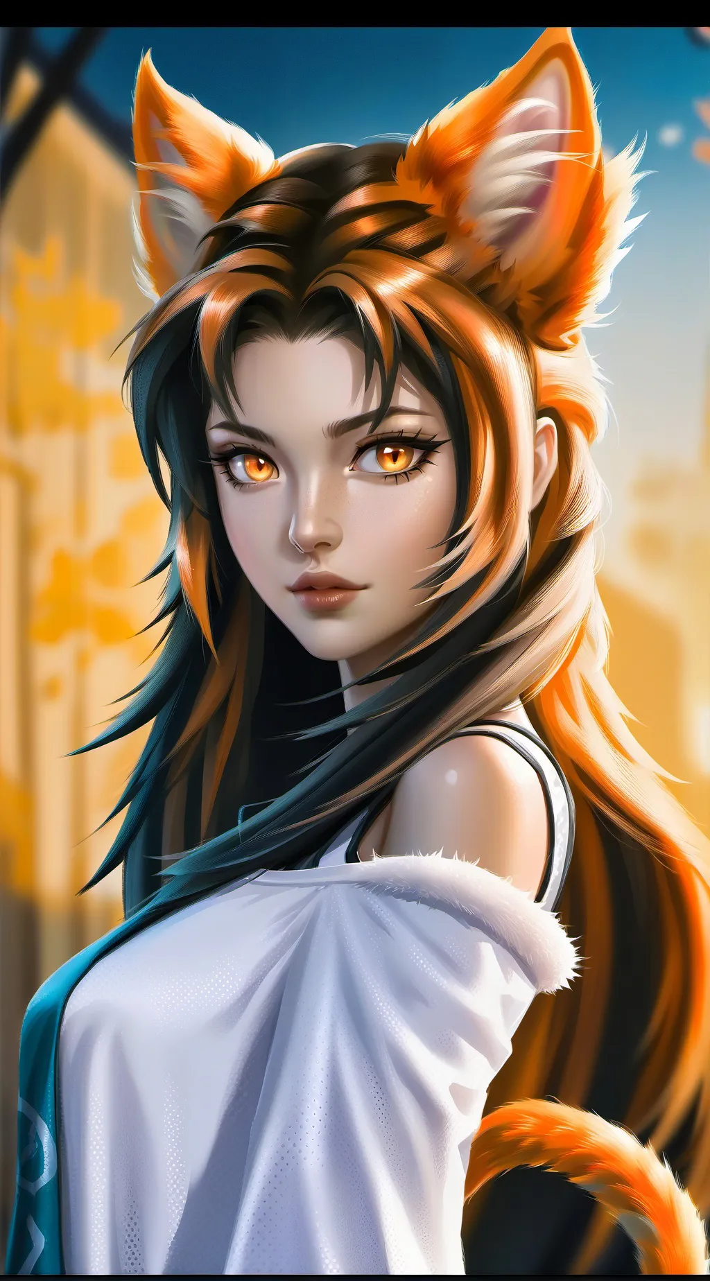 ai character: Hot Cat Girl Furry background