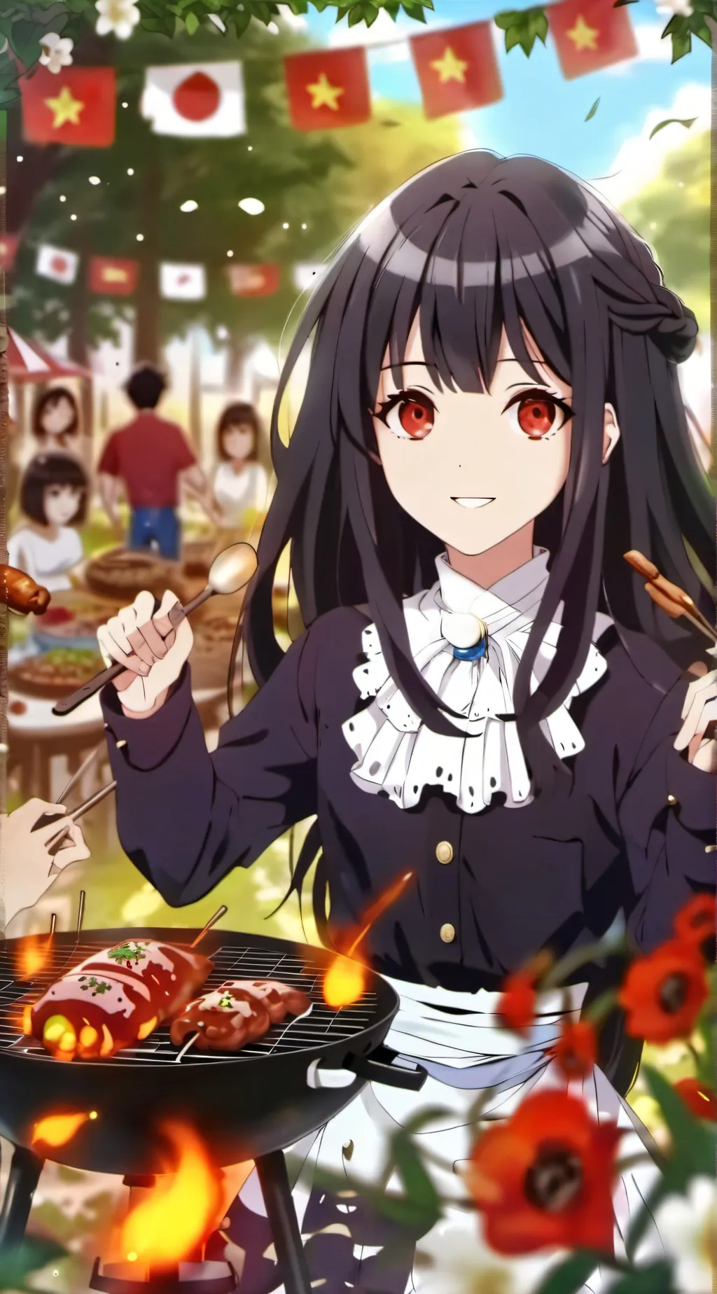 ai character: BBQ party background