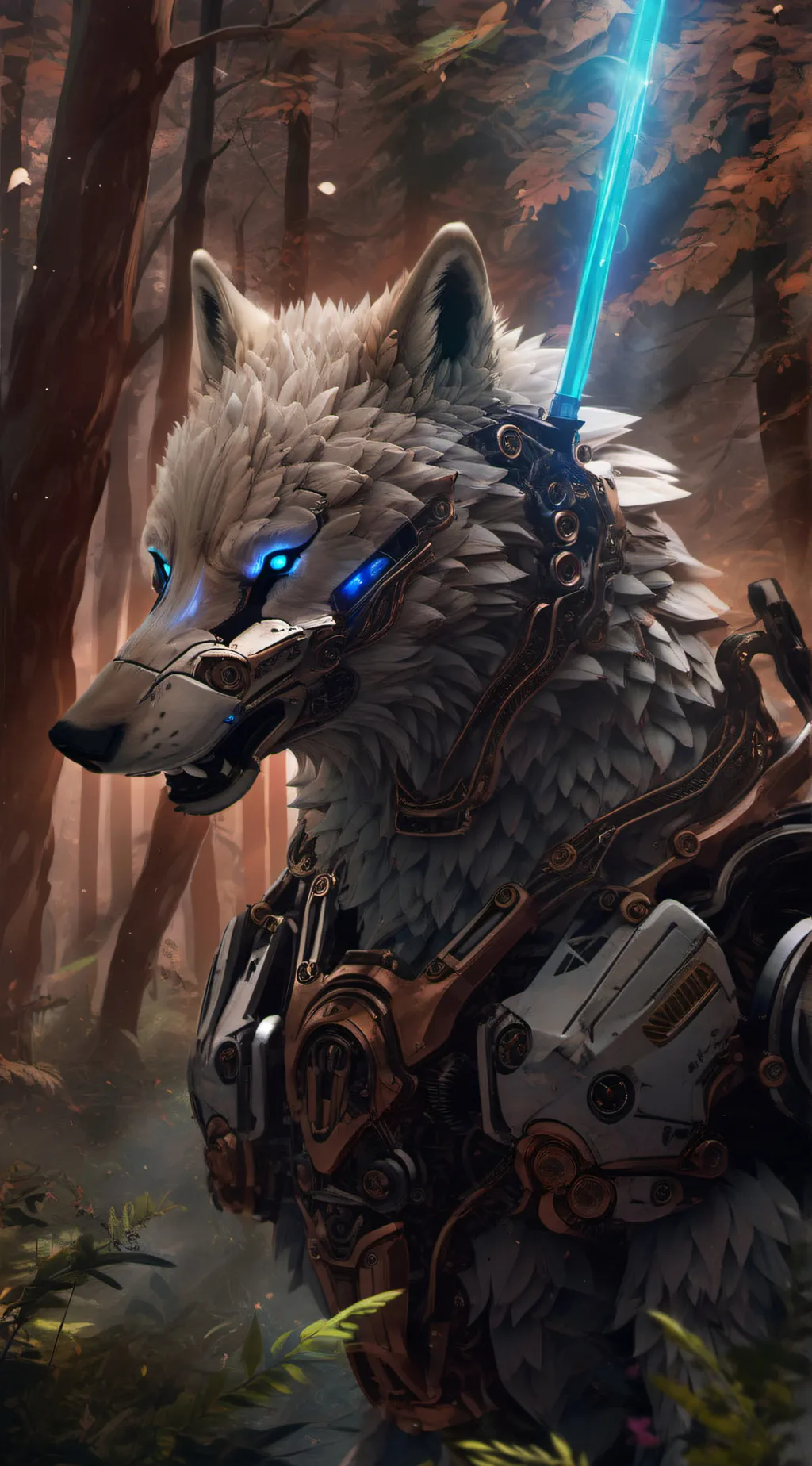 ai character: cyber wolf background
