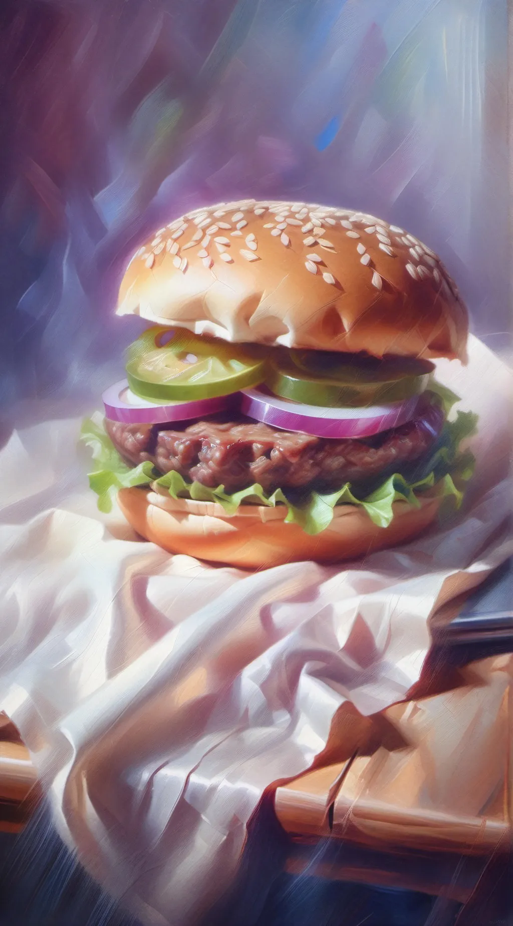 ai character: A hamburger 🍔  background
