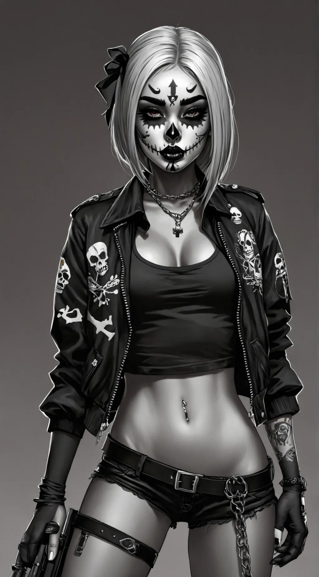 ai character: Skull Girl  background