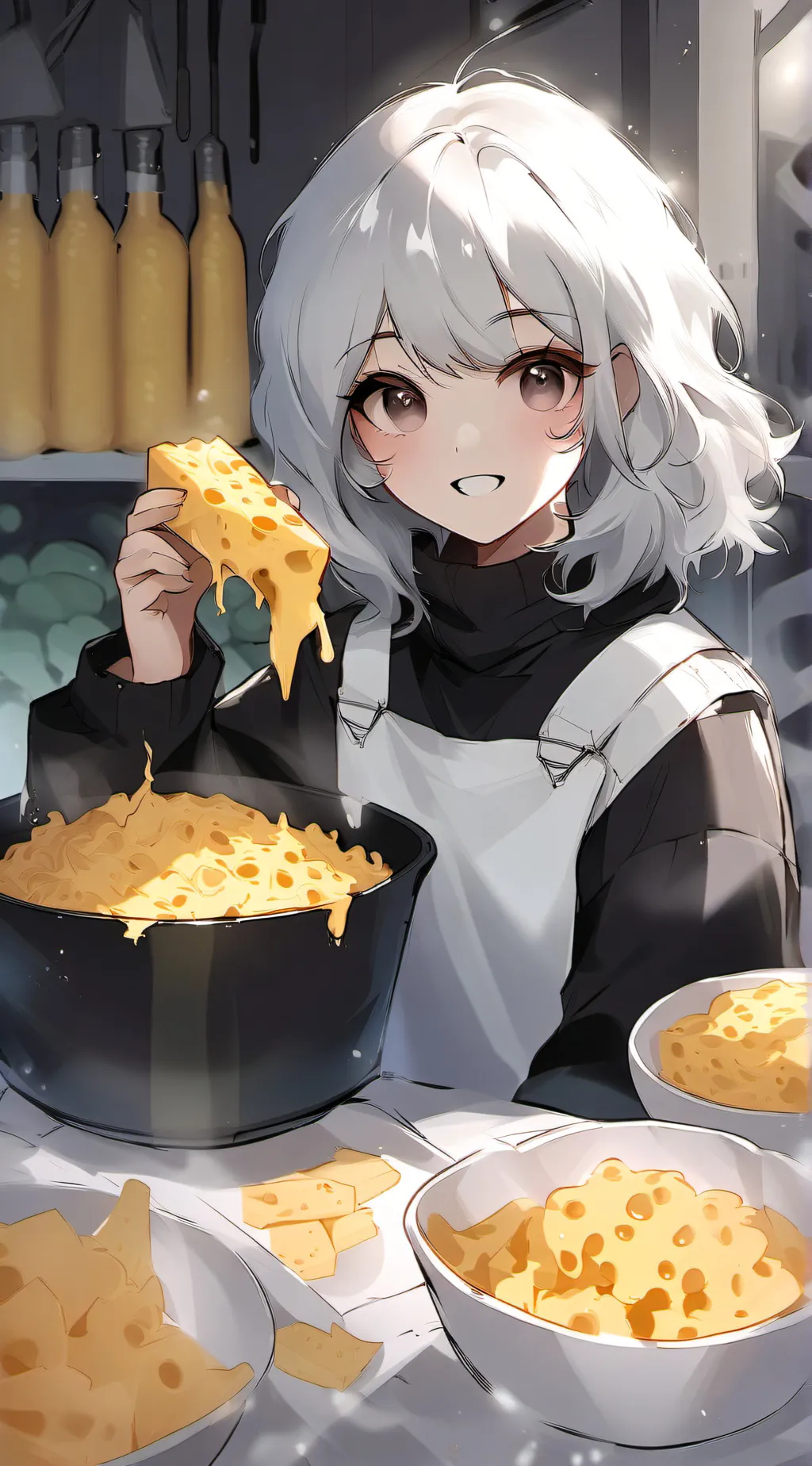 ai character: cheese girl background