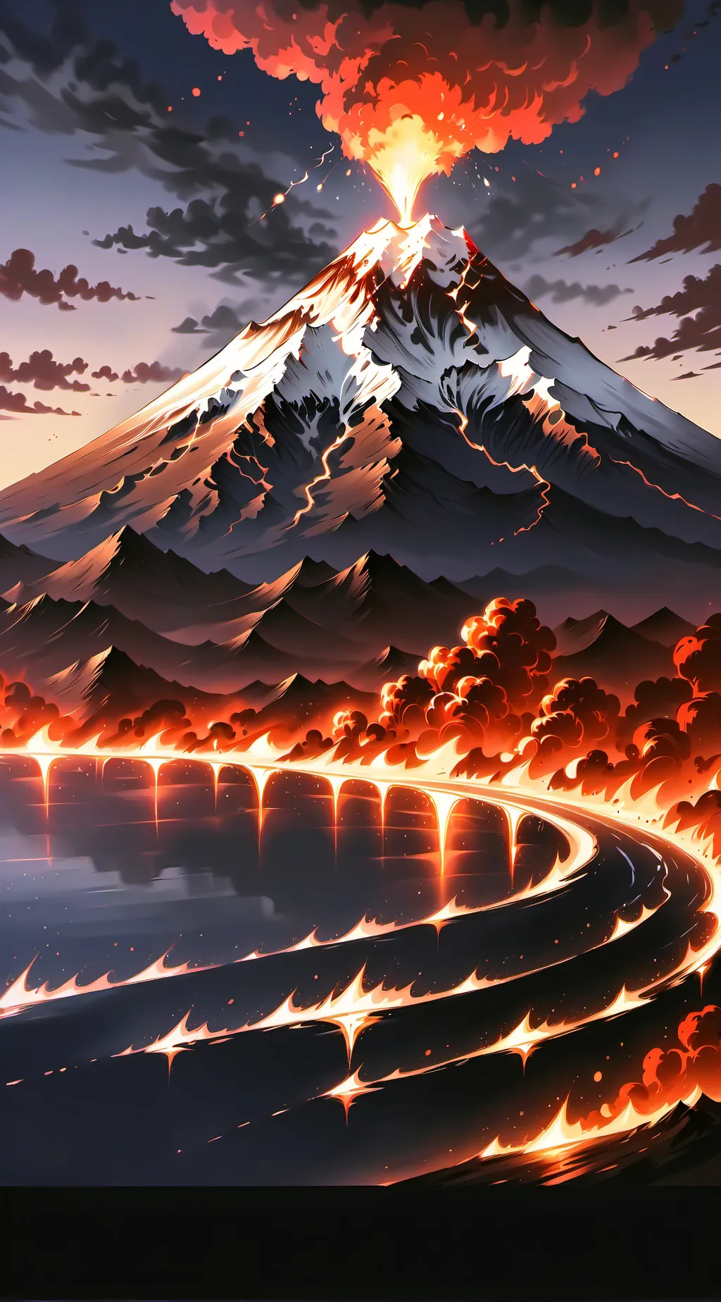 ai character: Mt pinatubo Erupts background