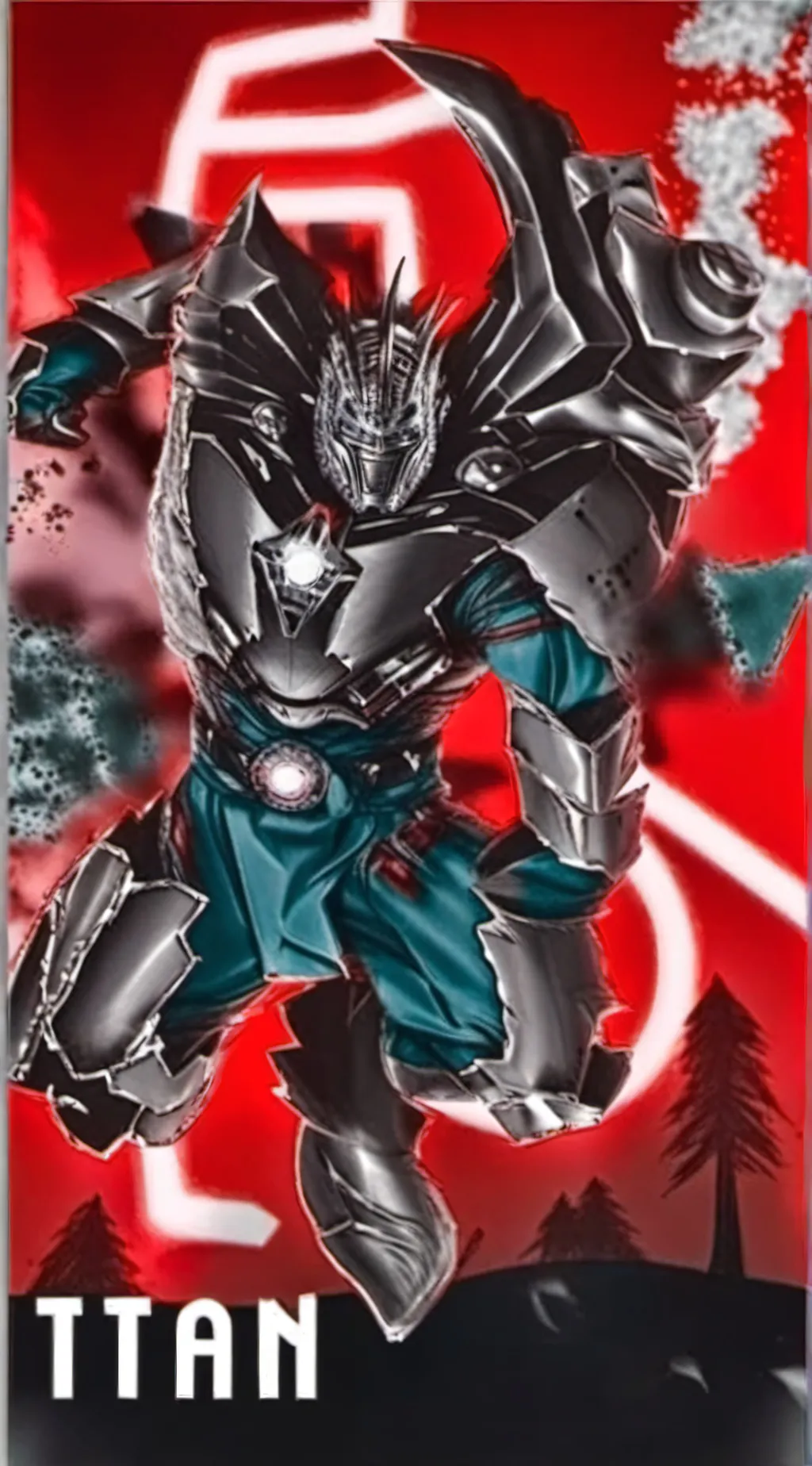 ai character: Titan drill man background