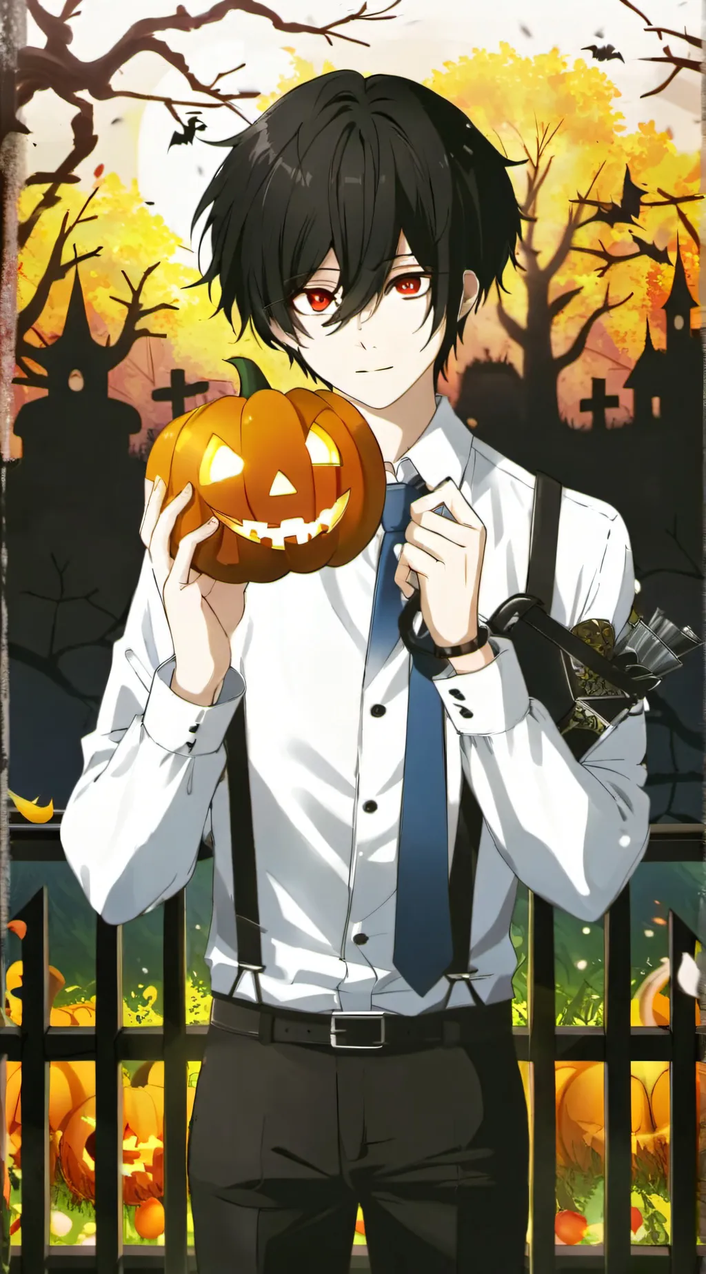 ai character: mha halloween 🎃  background