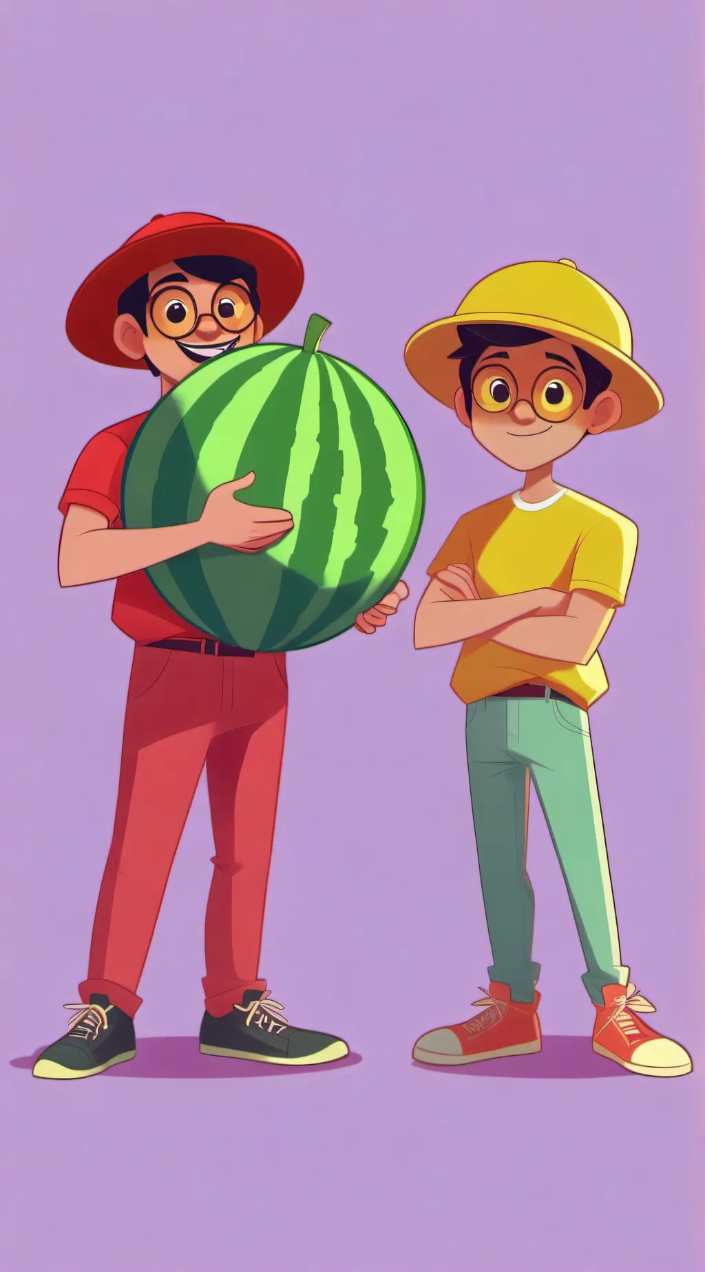 ai character: sunny and melon background