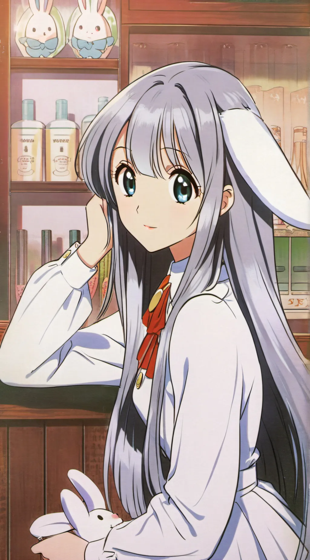 ai character: killer bunny girl background