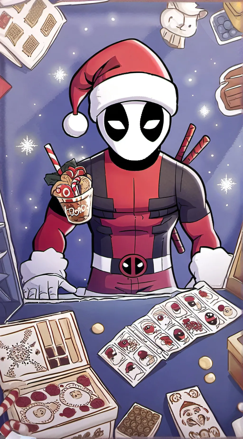 ai character: Santa pool background