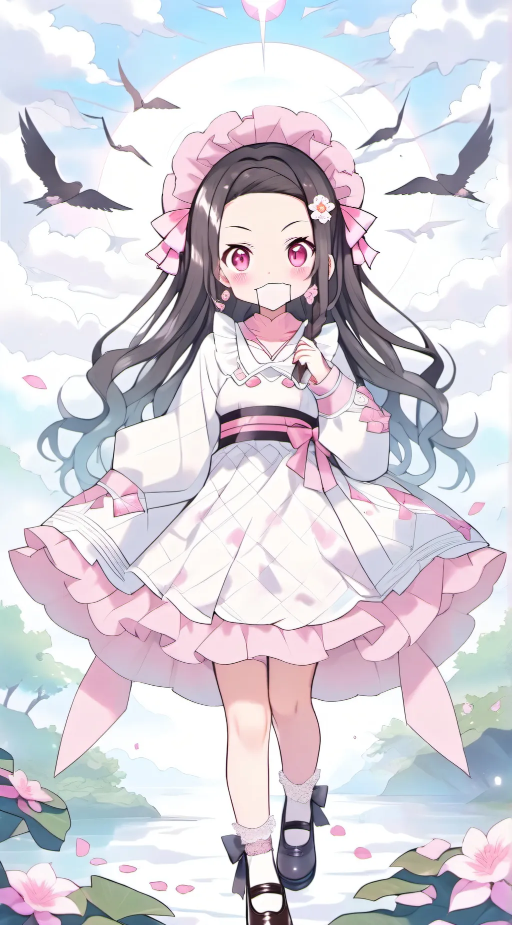 ai character: nezuko tierna background