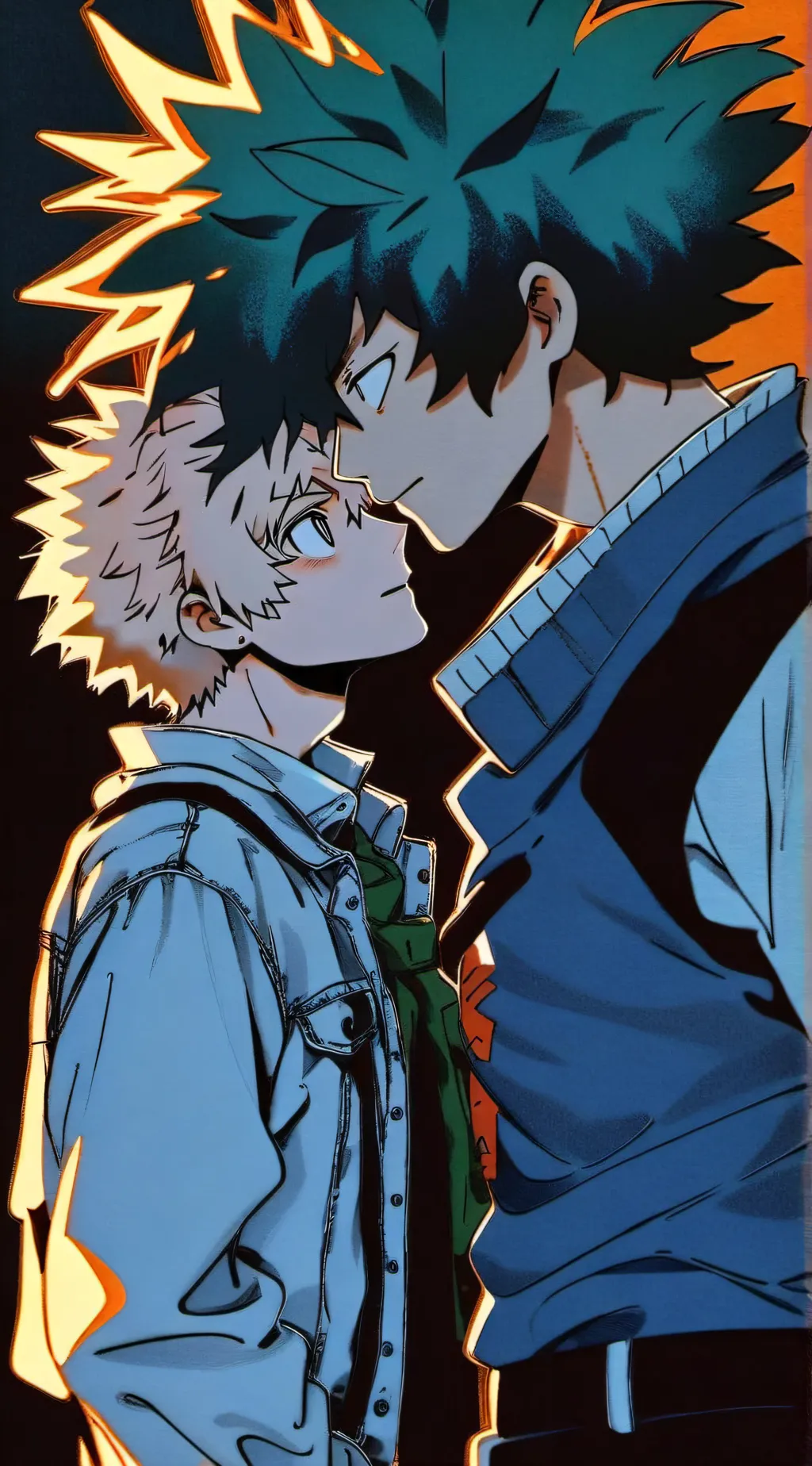 ai character: Bakugo X deku background