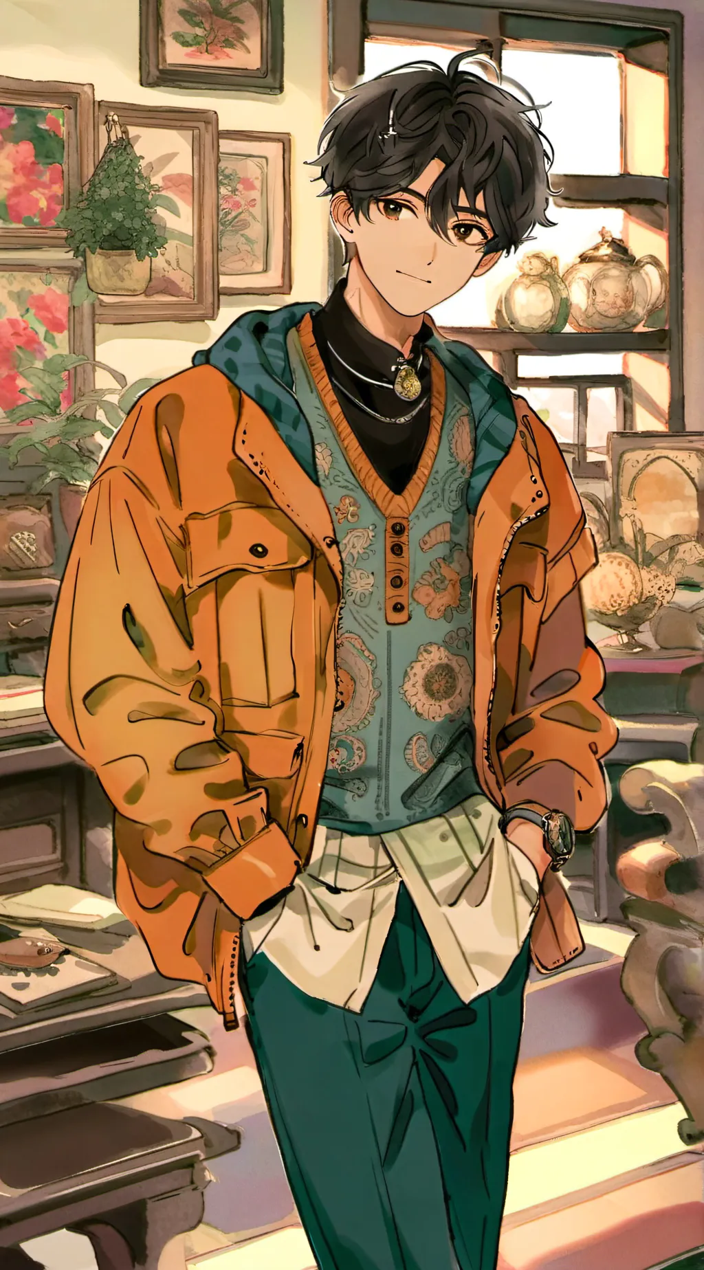 ai character: Sebastián  background