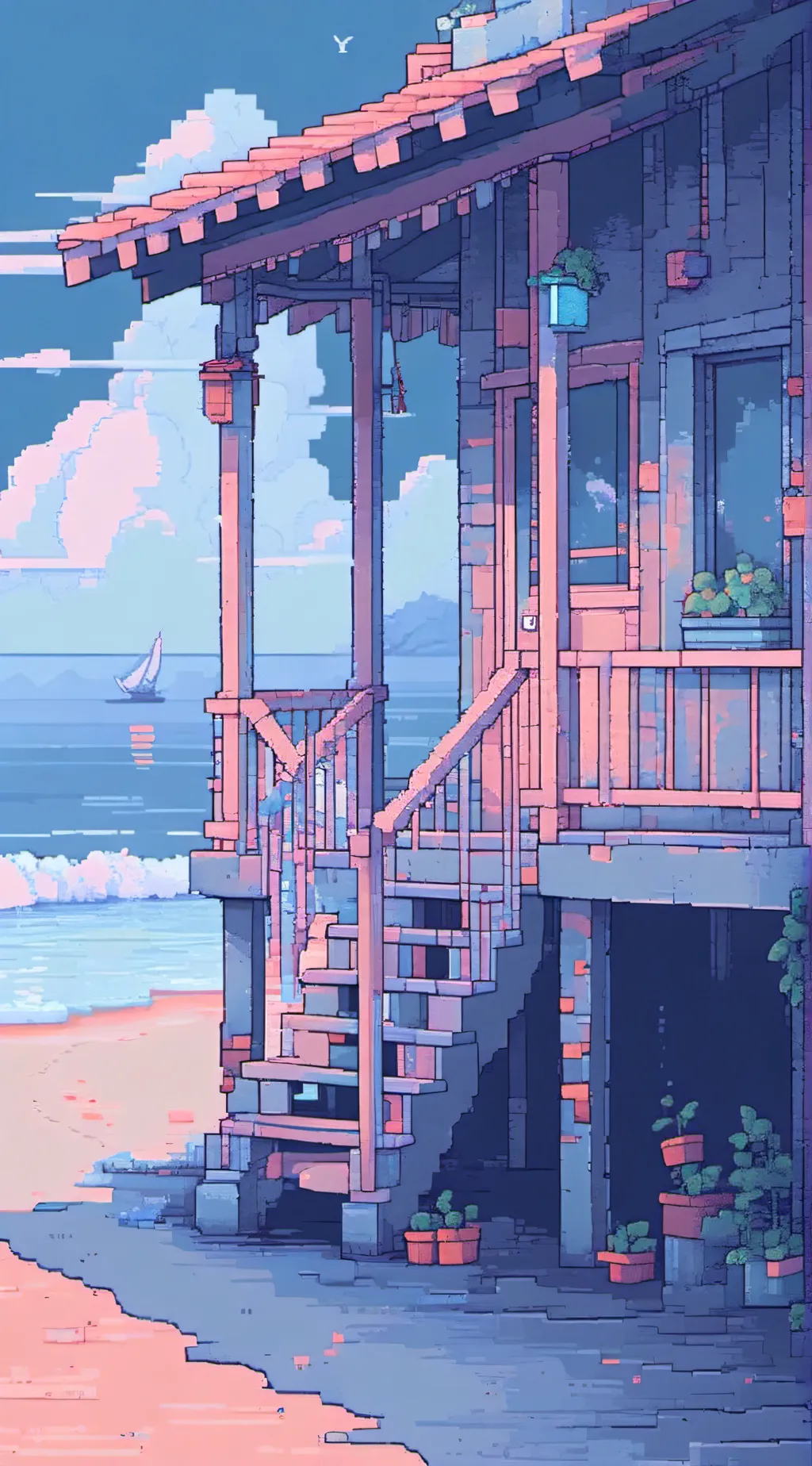 ai character: MHA Beach background