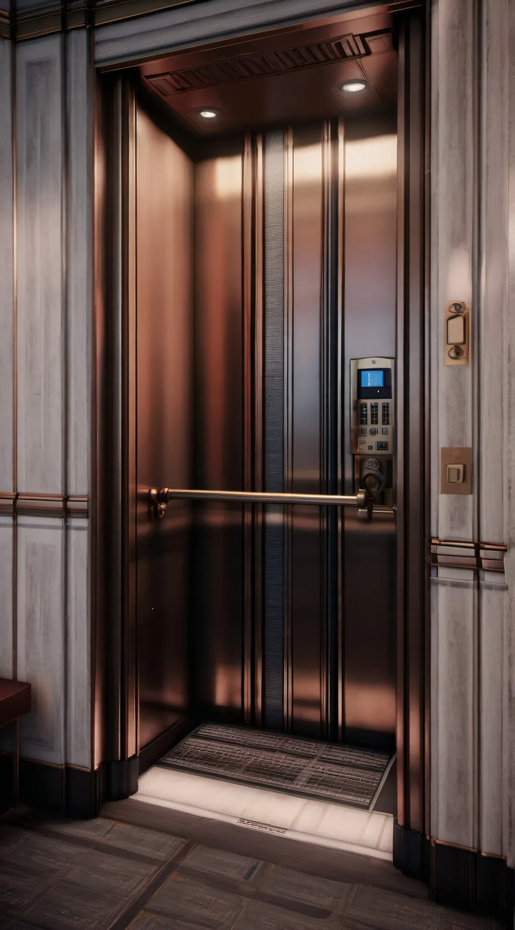 ai character: The elevator.￼ background