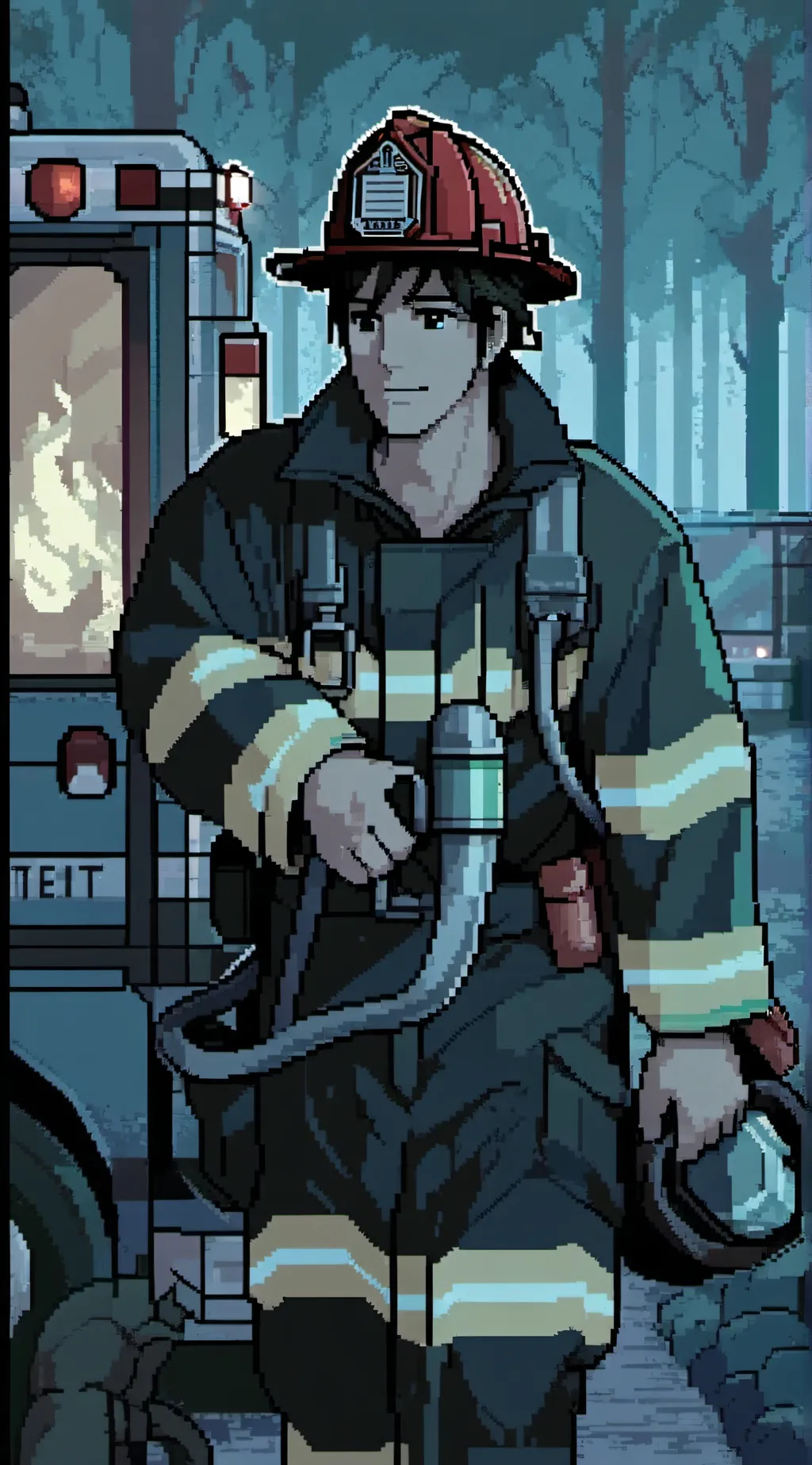 ai character: Tickle fire fighte background