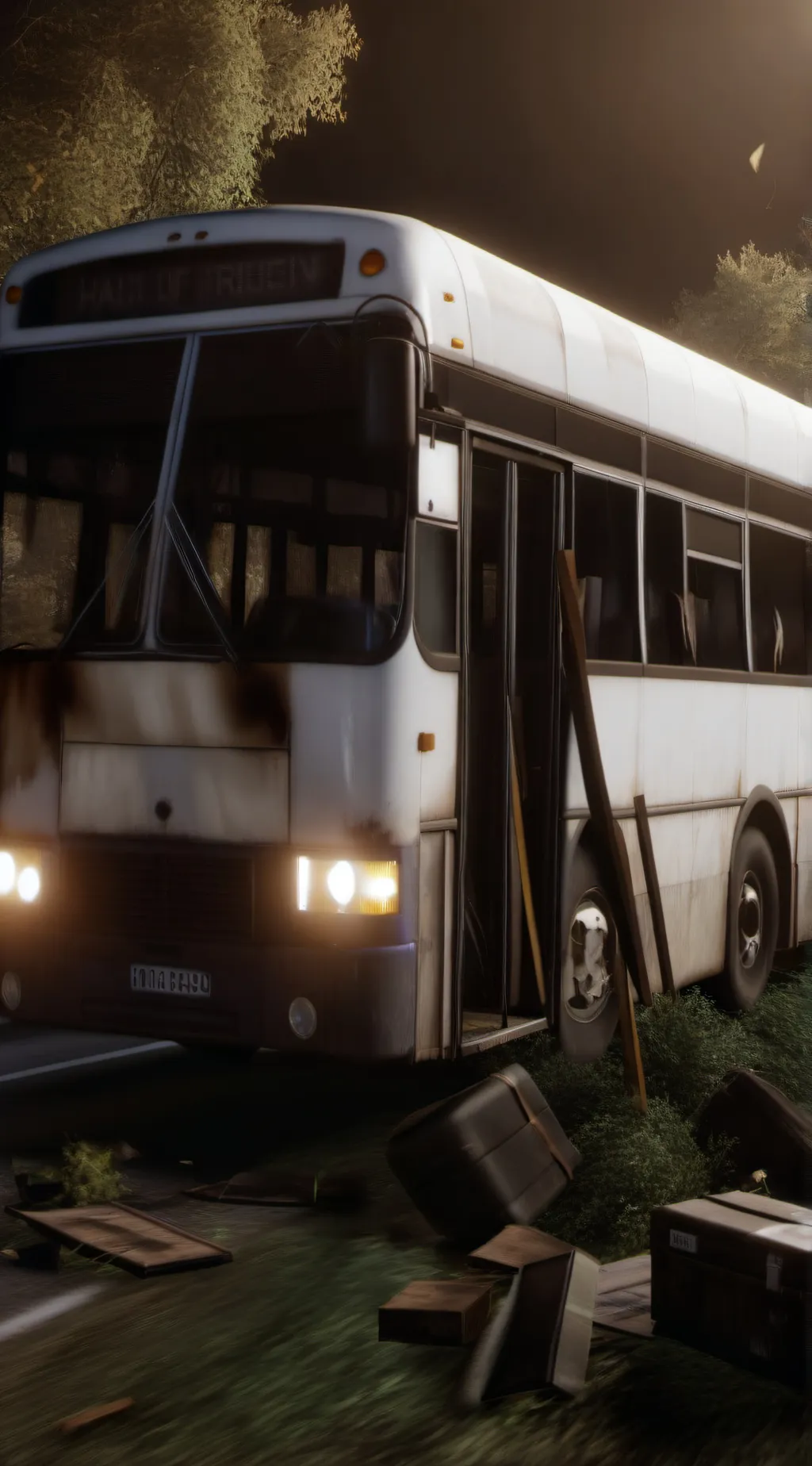ai character: School bus crash  background